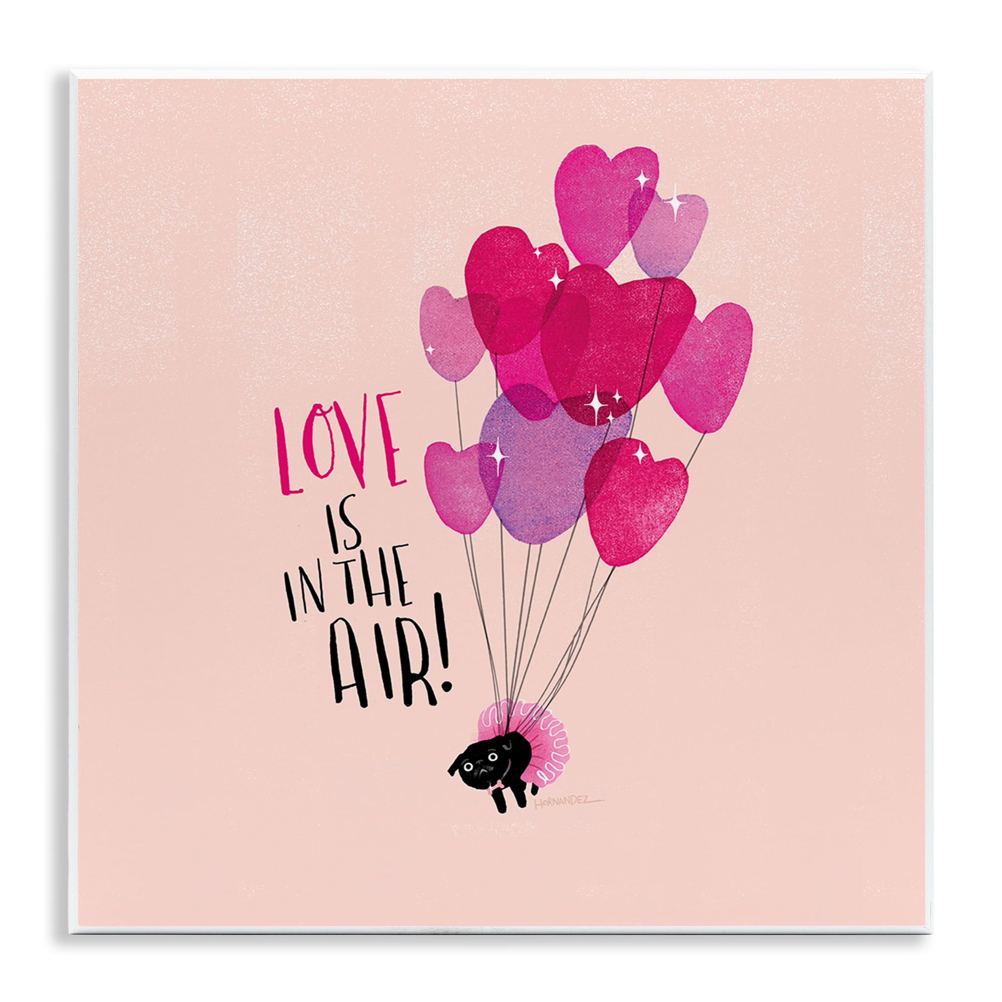 Stupell Industries Love Saying with Cat & Balloons Animals Painting Unframed Art Print Wall Art, 12 x 12