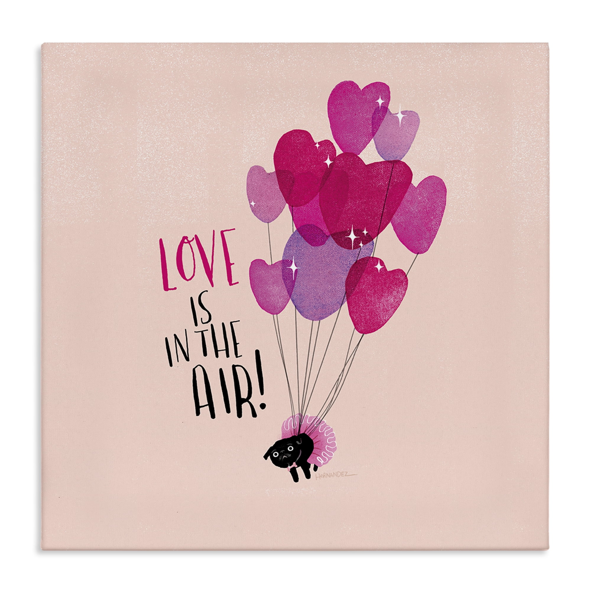 Stupell Industries Love Saying with Cat & Balloons Animals Painting Wrapped Canvas Art Print Wall Art, 24 x 24