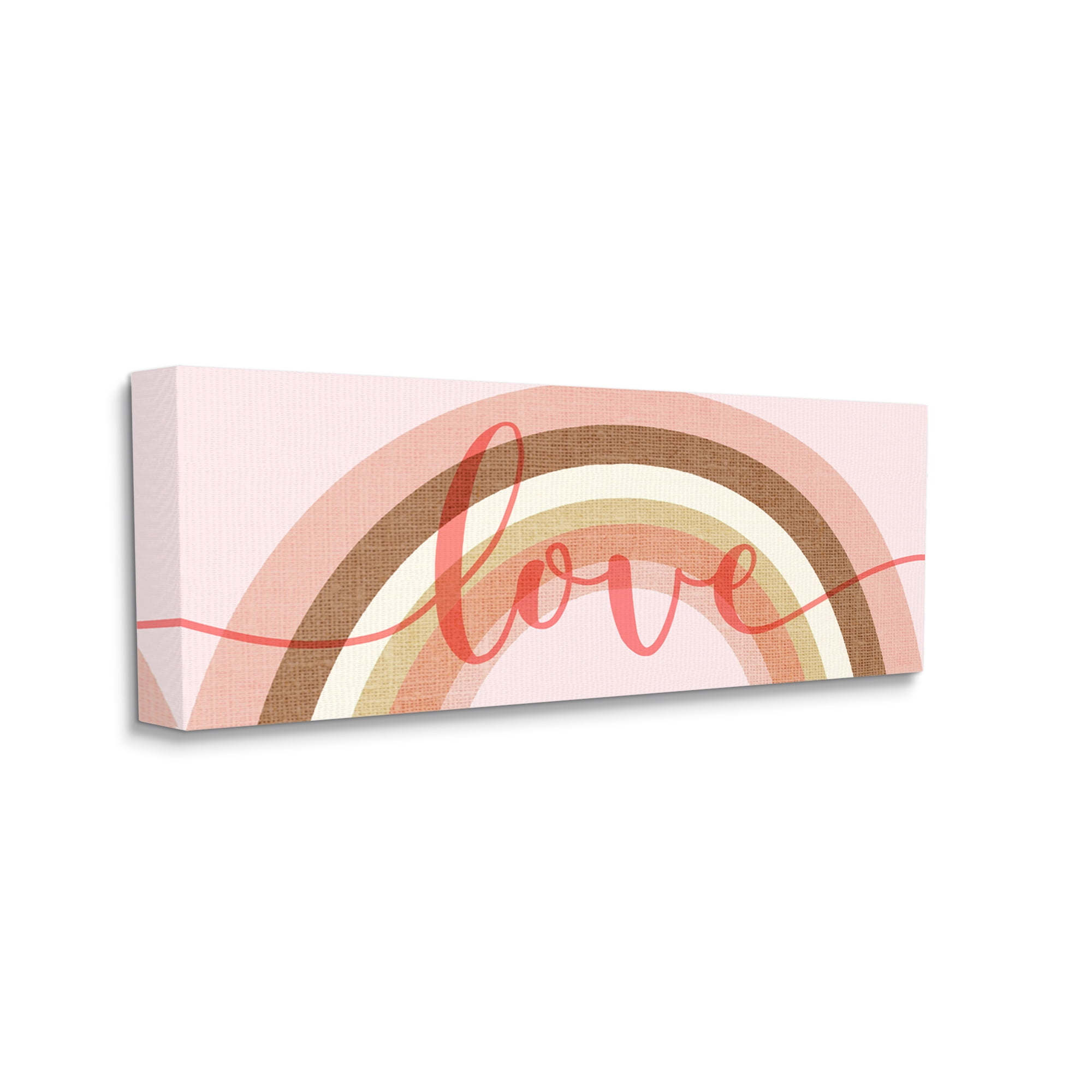 Stupell Industries Love Sentiment over Pink Desert Tone Rainbow Typography Painting Gallery Wrapped Canvas Print Wall Art, 10 x 24
