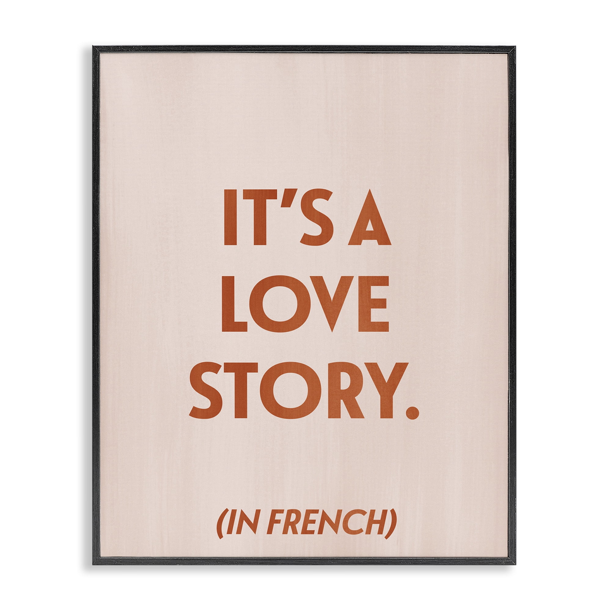 Stupell Industries Love Story In French Typography Painting Black Framed Art Print Wall Art, 24 x 30