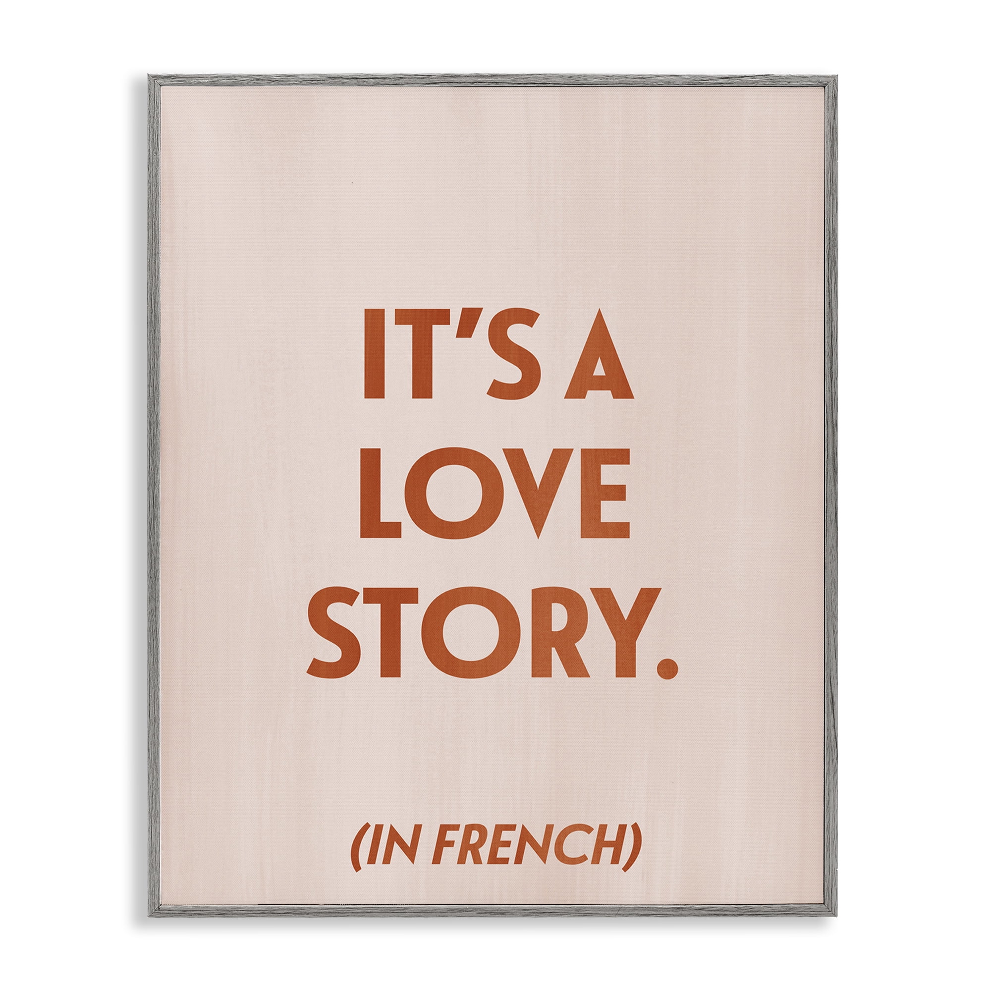 Stupell Industries Love Story In French Typography Painting Gray Framed Art Print Wall Art, 16 x 20