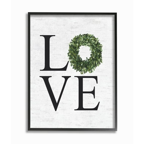 Stupell Industries Love Text with Country Wreath Typography Design Designed by Lettered and Lined