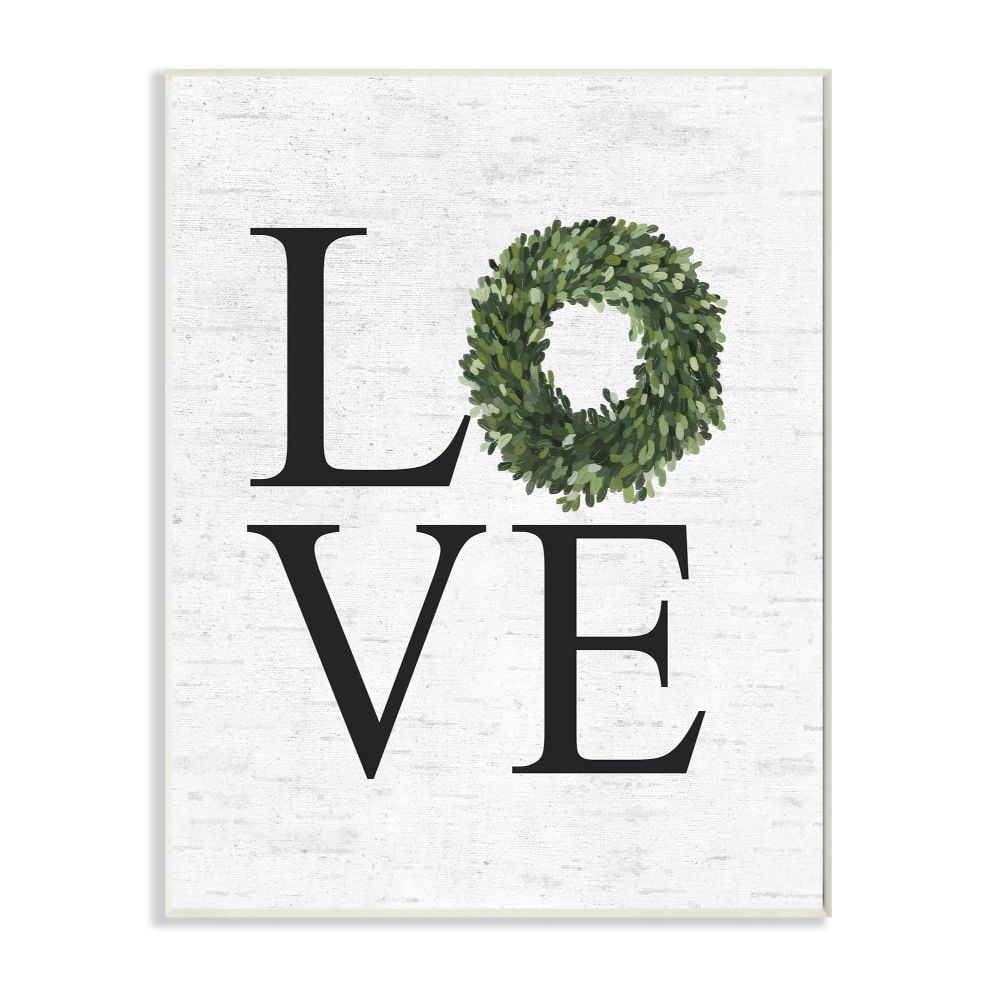 Stupell Industries Love Text with Country Wreath Typography Design Designed by Lettered and Lined