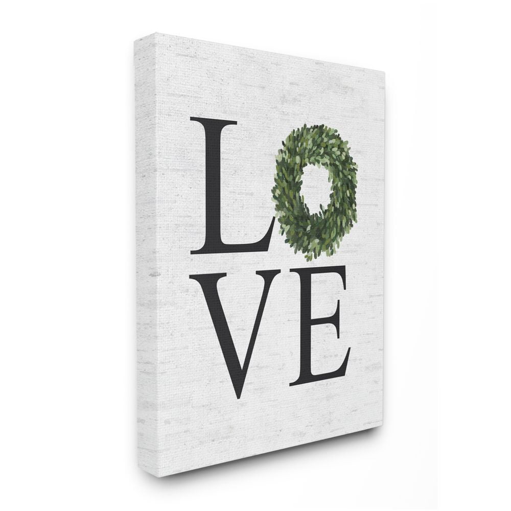 Stupell Industries Love Text with Country Wreath Typography Design Designed by Lettered and Lined