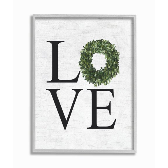 Stupell Industries Love Text with Country Wreath Typography Design Designed by Lettered and Lined