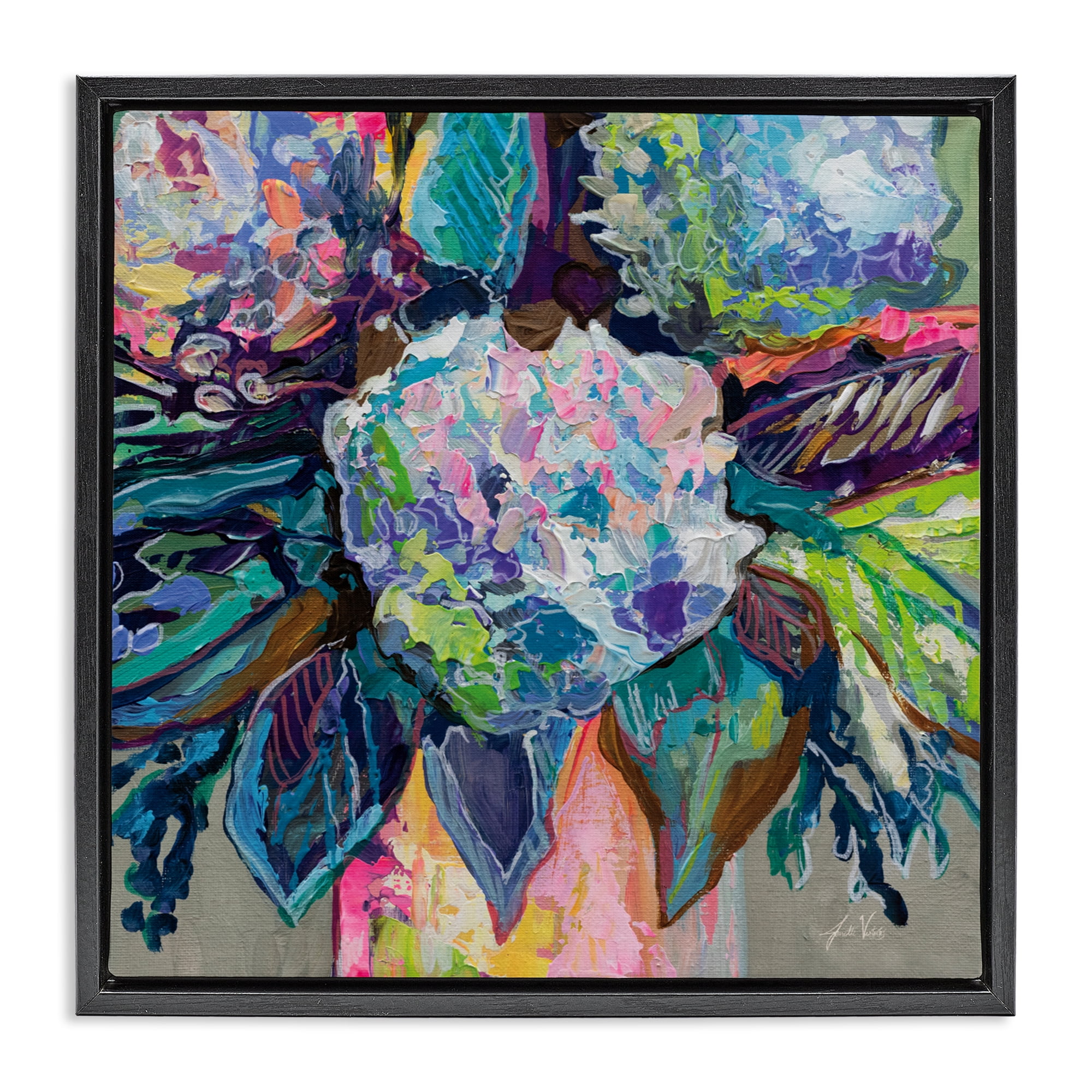 Stupell Industries Love That Gives Bouquet Black Framed Floater Canvas Wall Art, design by Jeanette Vertentes