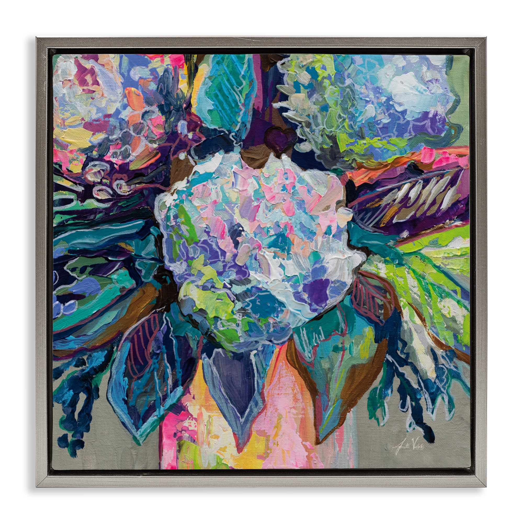 Stupell Industries Love That Gives Bouquet Gray Framed Floater Canvas Wall Art, design by Jeanette Vertentes