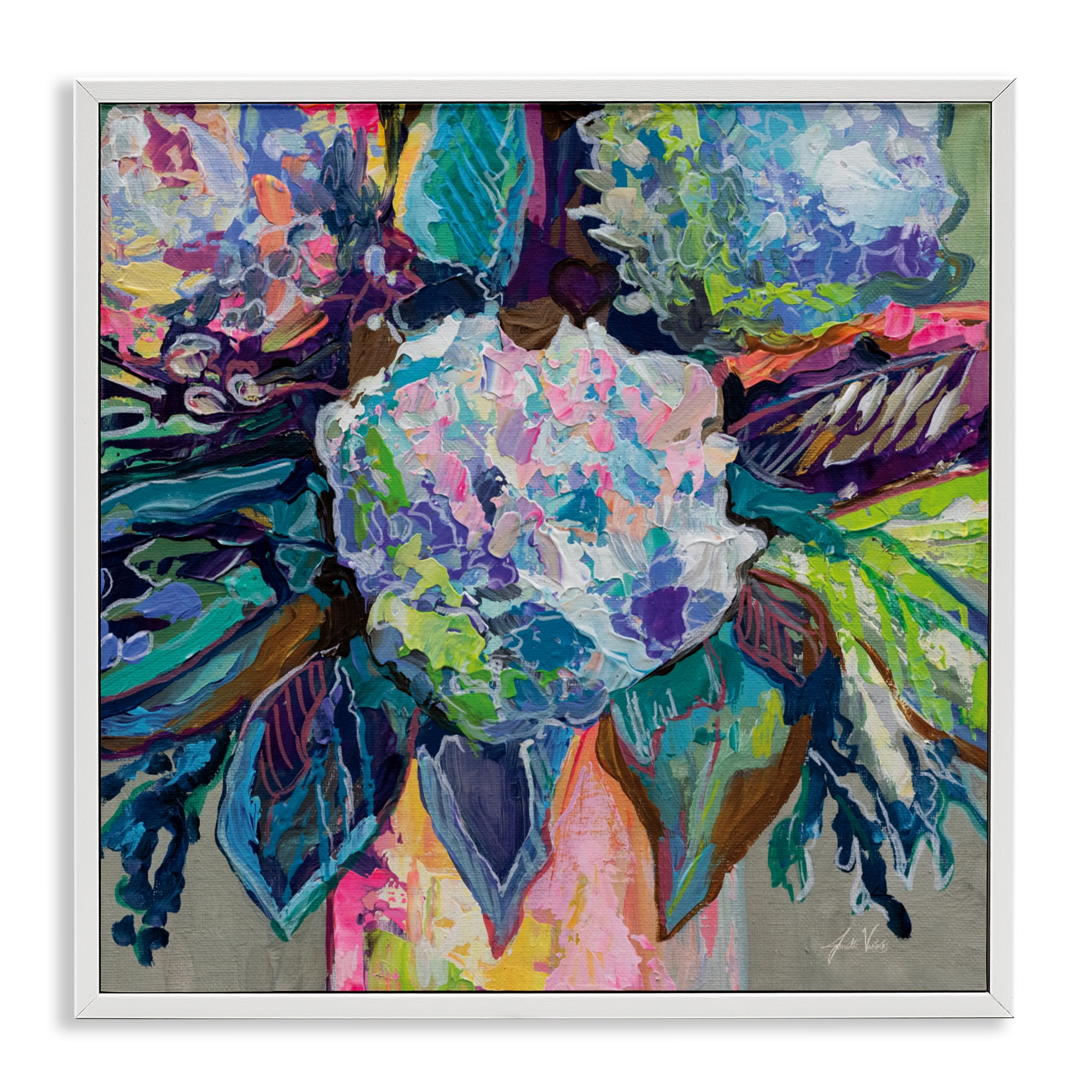 Stupell Industries Love That Gives Bouquet White Framed Giclee Art, design by Jeanette Vertentes