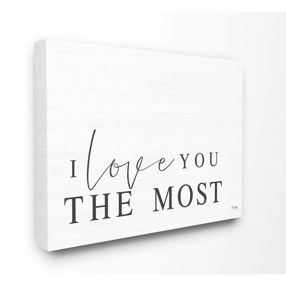 Stupell Industries Love The Most Black And White Family Word Design Canvas Wall Art by Jaxn Blvd., 30" x 40", Canvas