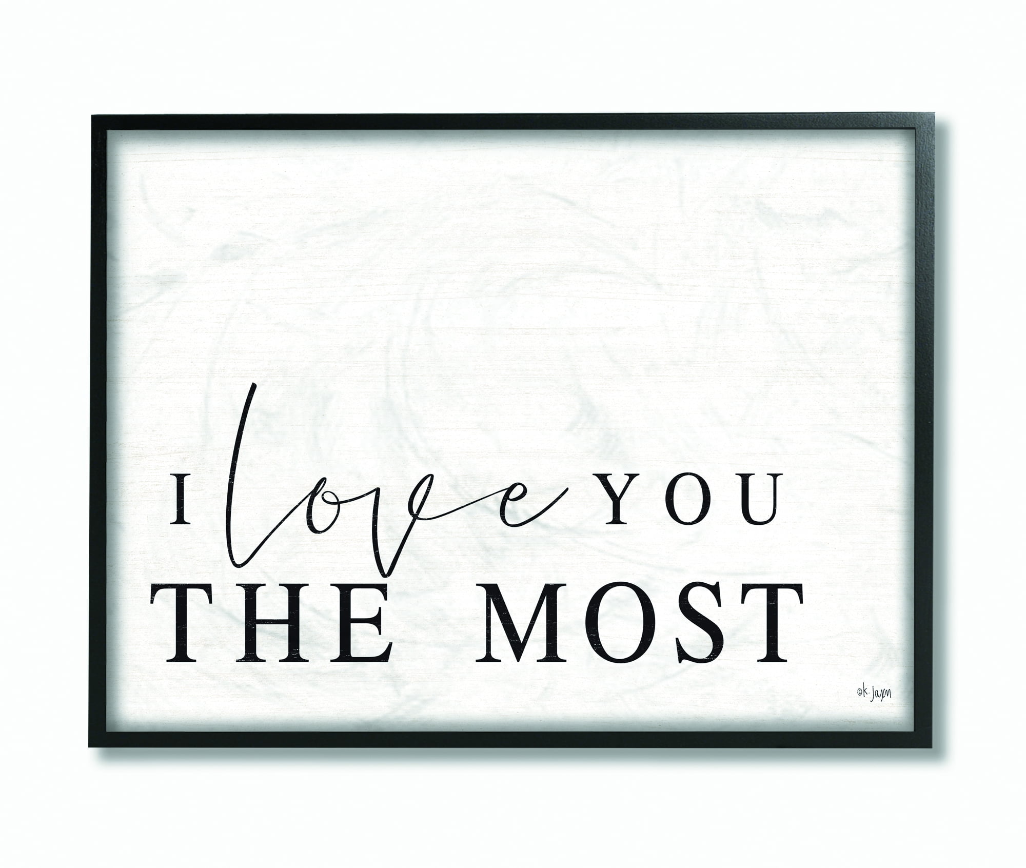 Stupell Industries Love The Most Black And White Family Word Design Framed Wall Art by Jaxn Blvd.