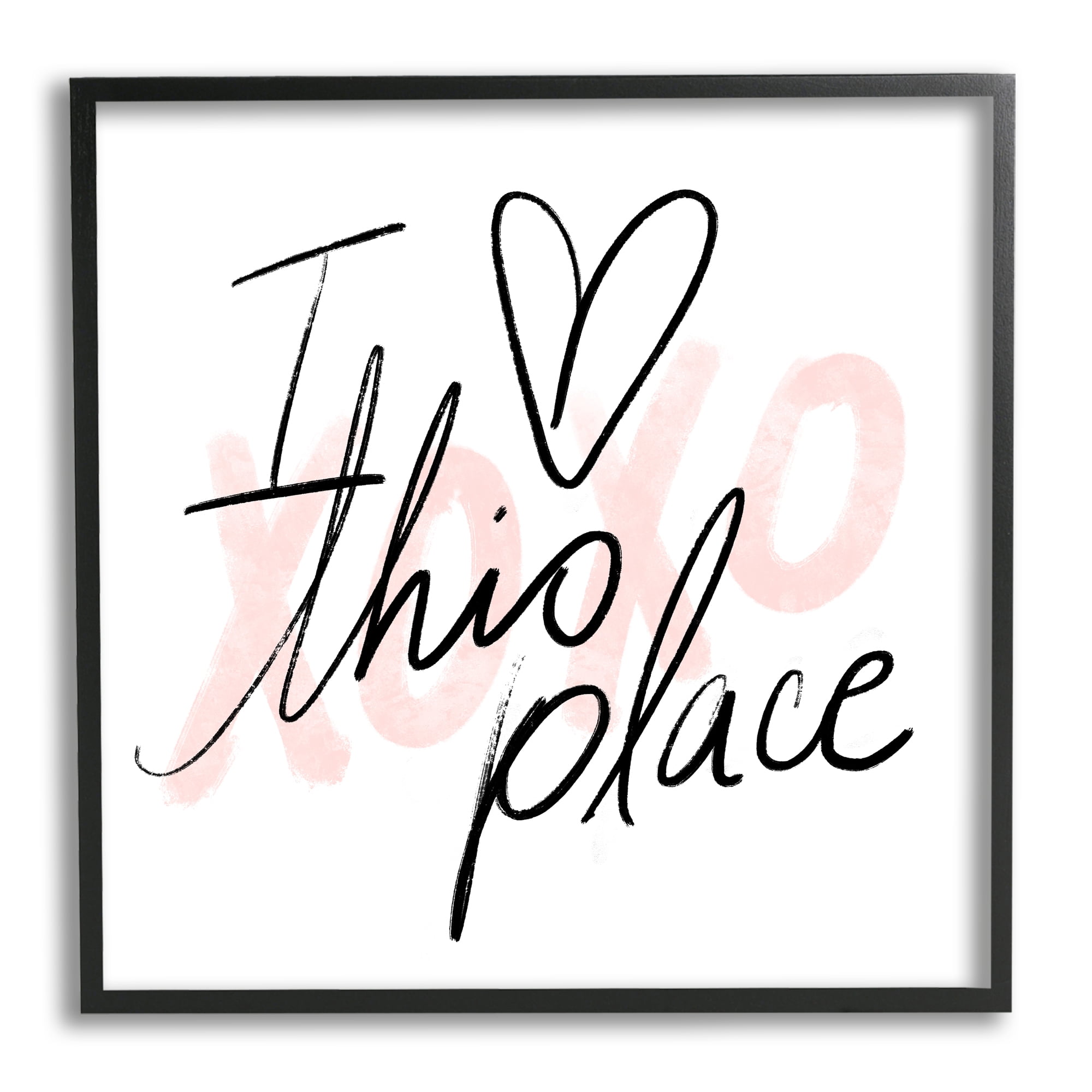 Stupell Industries Love This Place Xoxo Inspirational Painting Black Framed Art Print Wall Art, 17 x 17