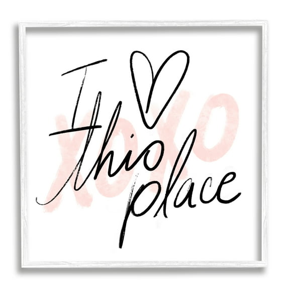 Stupell Industries Love This Place Xoxo Inspirational Painting White Framed Art Print Wall Art, 12 x 12