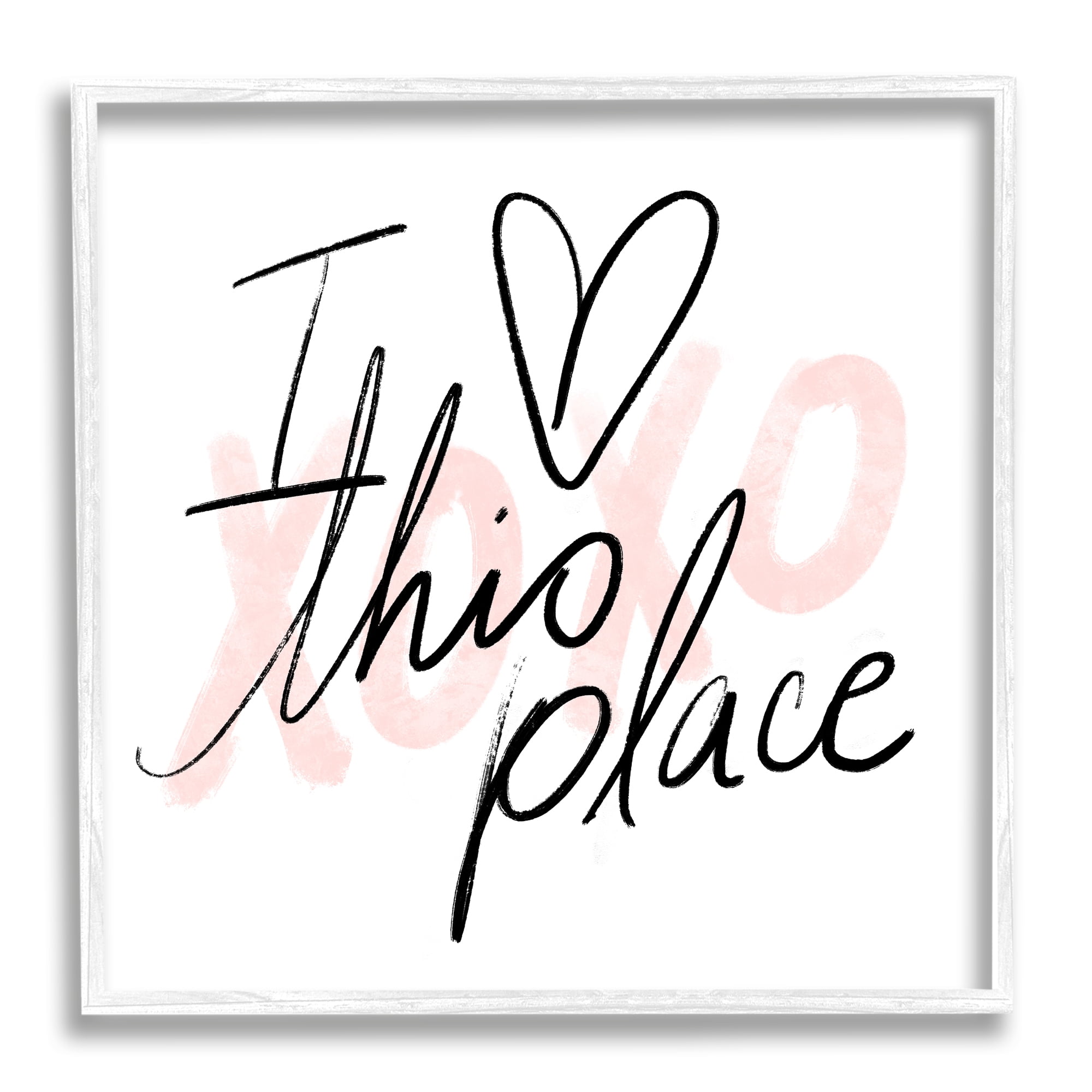 Stupell Industries Love This Place Xoxo Inspirational Painting White Framed Art Print Wall Art, 17 x 17
