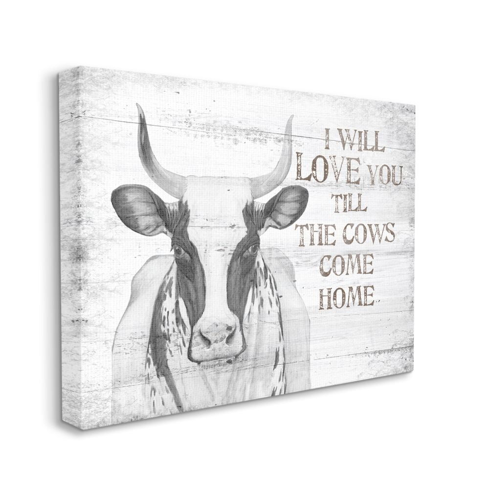 Stupell Industries Love Till The Cows Come Home Grey Farm Rustic Design Canvas Wall Art by The Saturday Evening Post, 24" x 30"