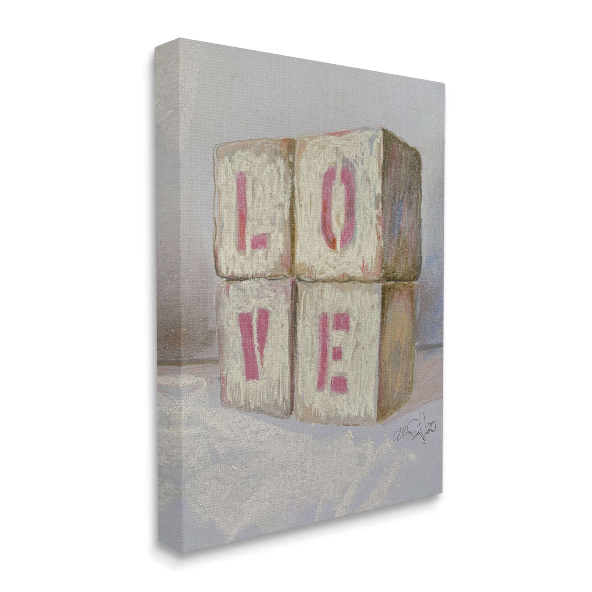 Stupell Industries Love Typography Kids' Building Block Arrangement Inspirational Painting Gallery Wrapped Canvas Print Wall Art, 16 x 20