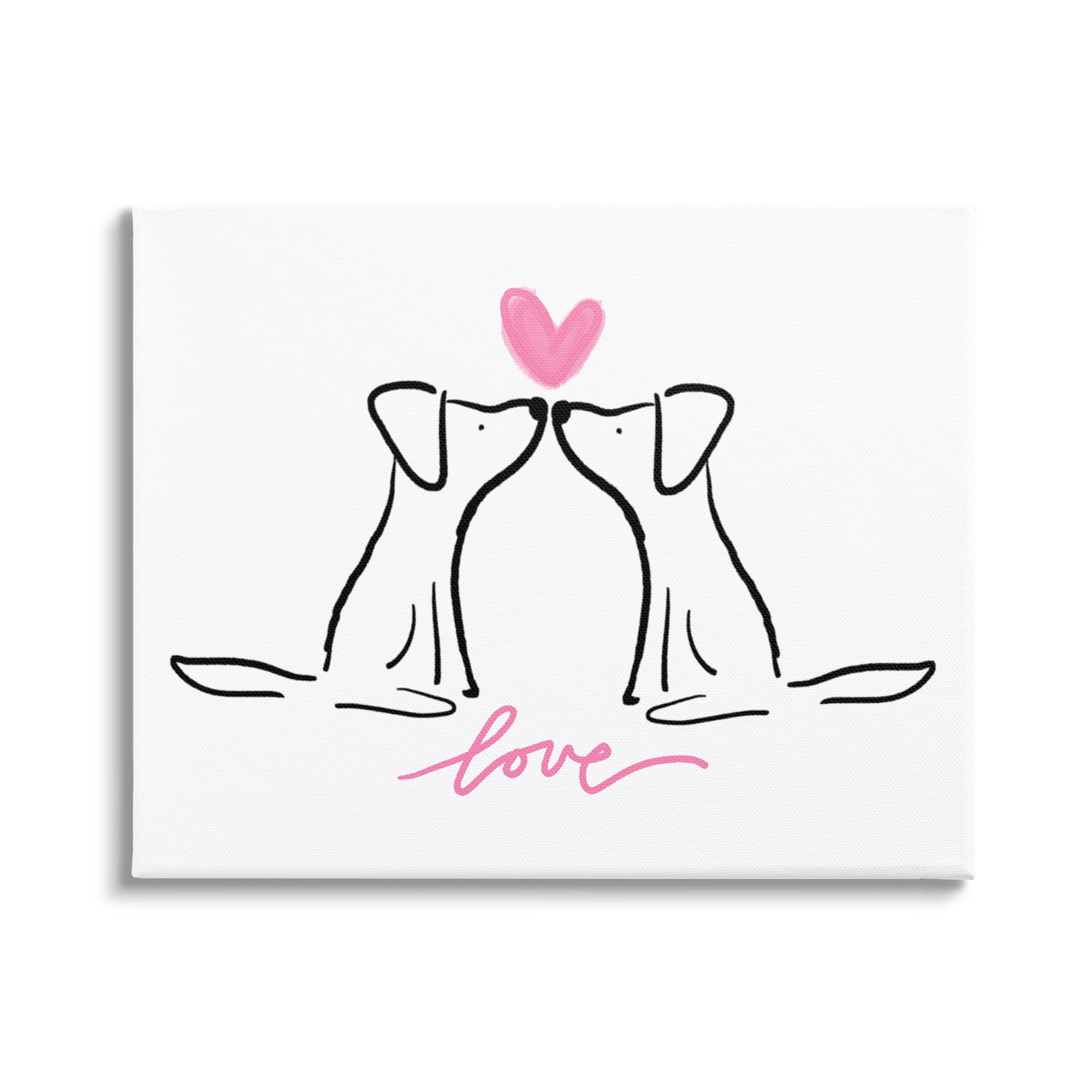 Stupell Industries Love Typography Two Dogs Kissing Line Doodle Canvas Wall Art, 20 x 16, Design by Anna Whitham
