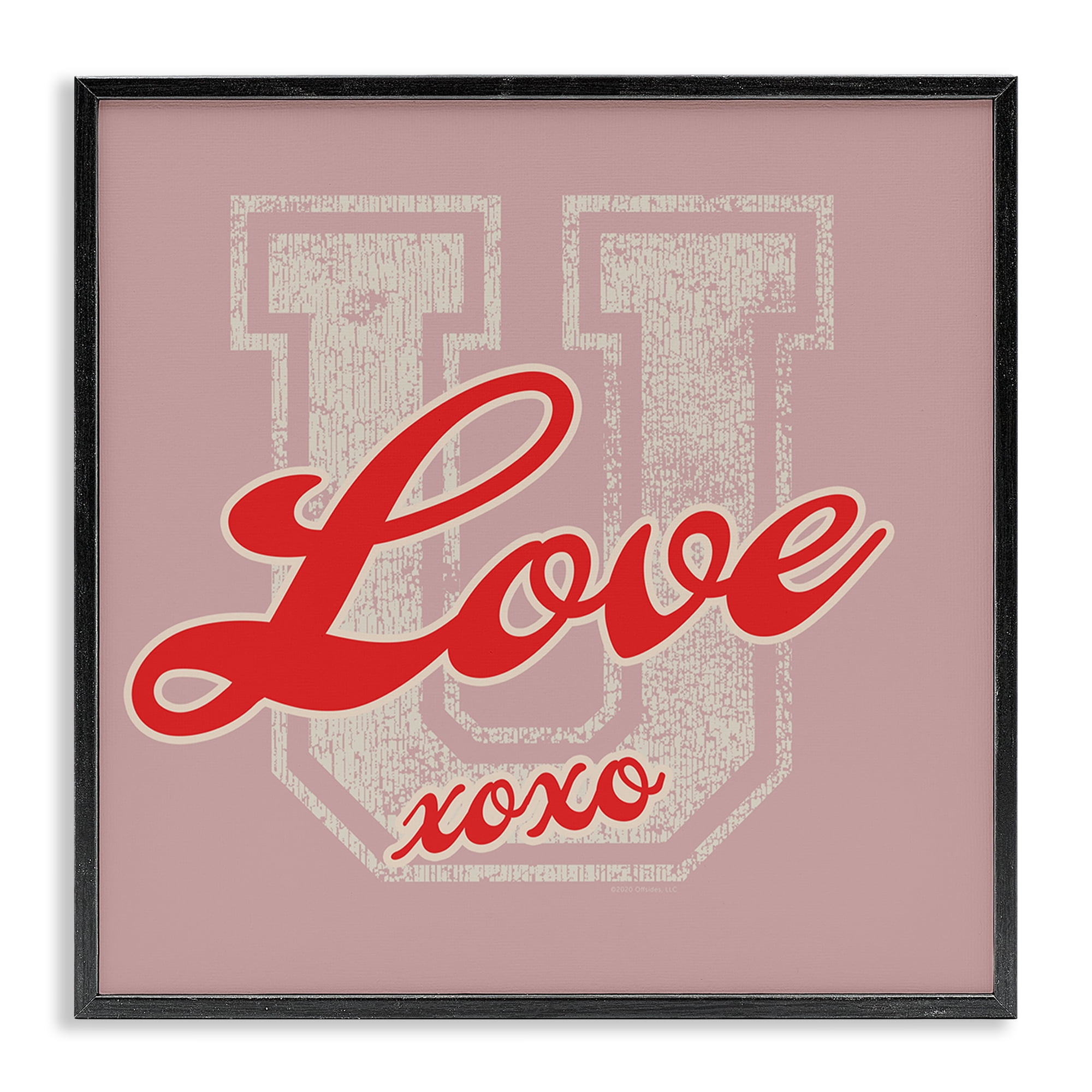 Stupell Industries Love U XOXO Varsity Text & Numbers Painting Black Framed Art Print Wall Art, 17 x 17