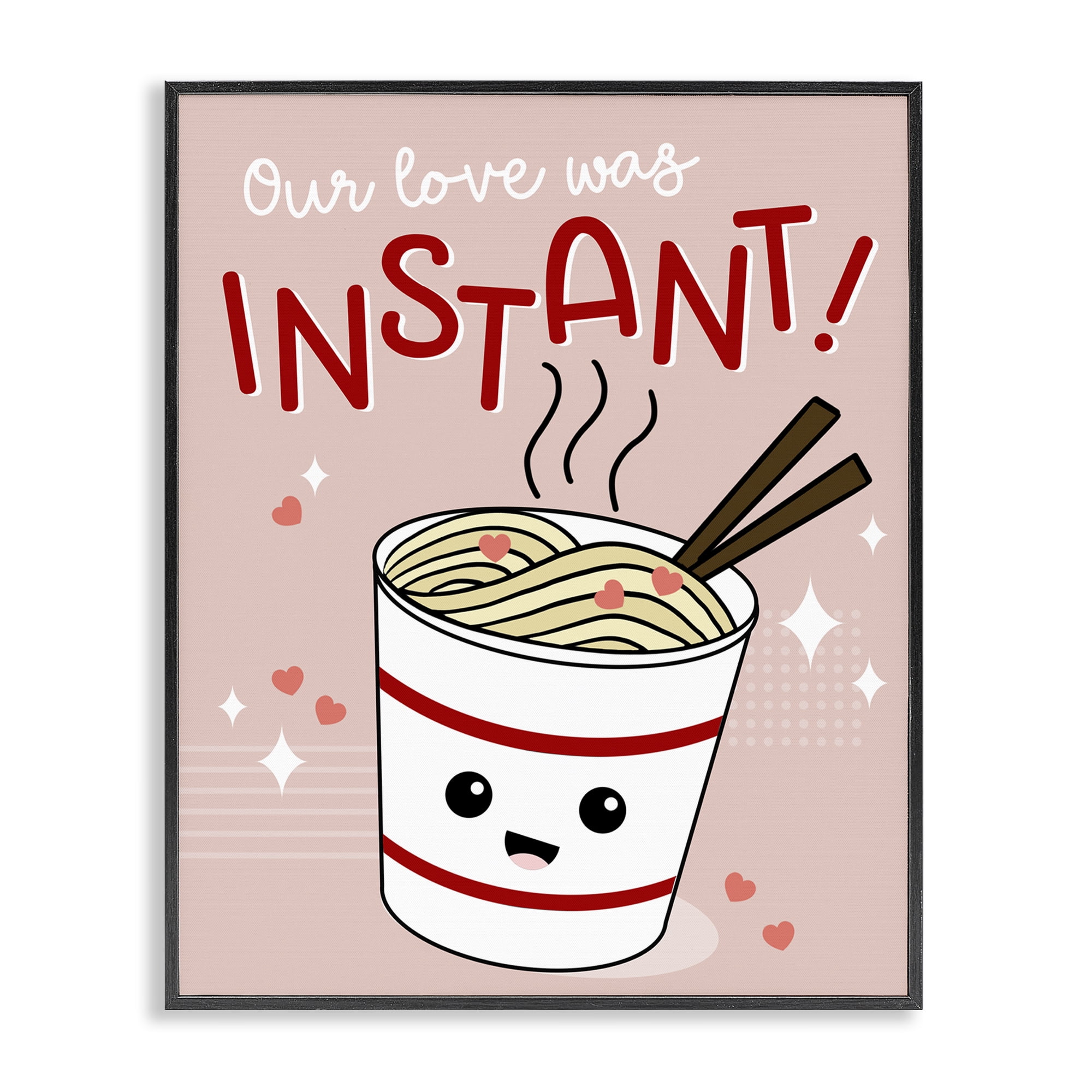 Stupell Industries Love Was Instant Noodles Food & Beverage Painting Black Framed Art Print Wall Art, 11 x 14