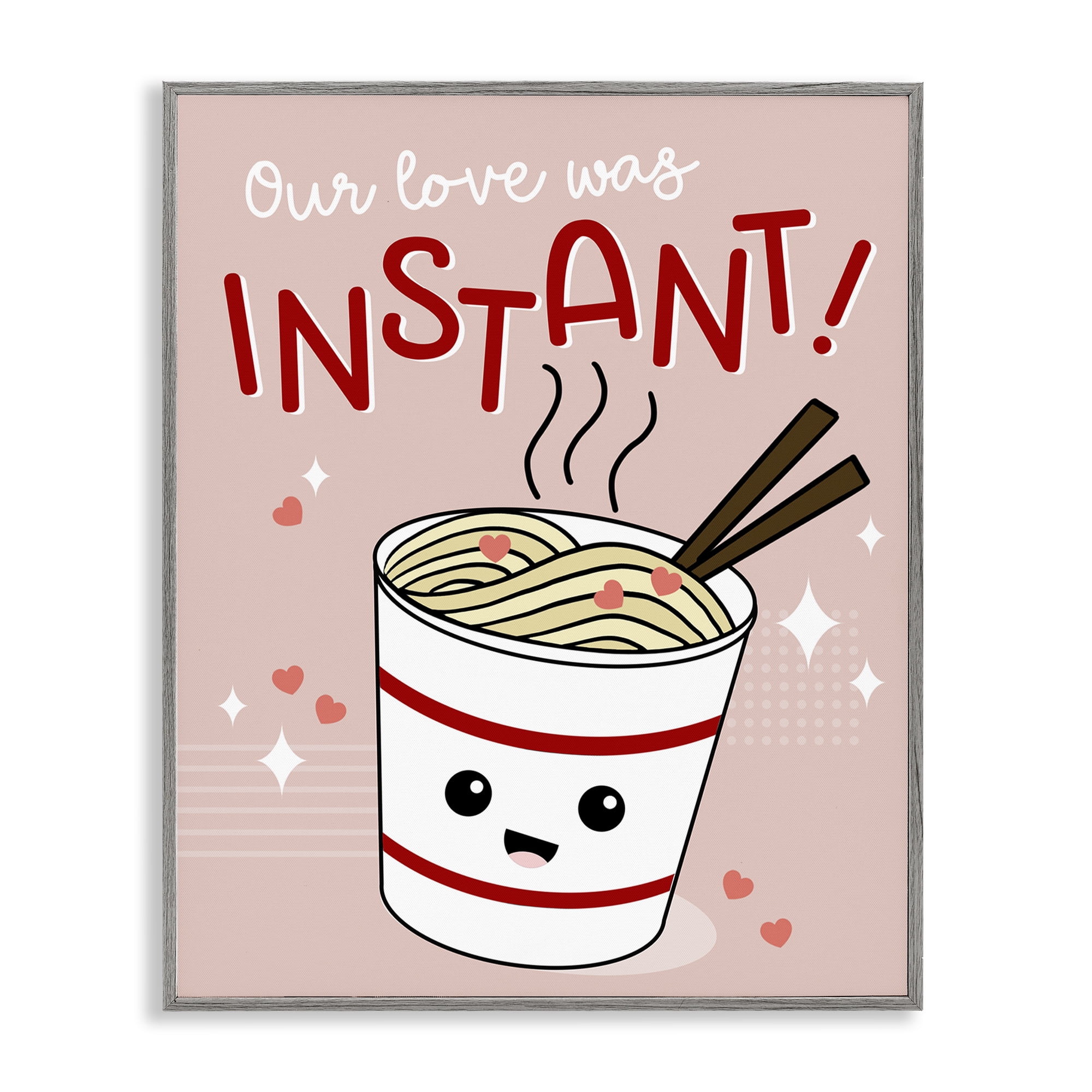 Stupell Industries Love Was Instant Noodles Food & Beverage Painting Gray Framed Art Print Wall Art, 11 x 14