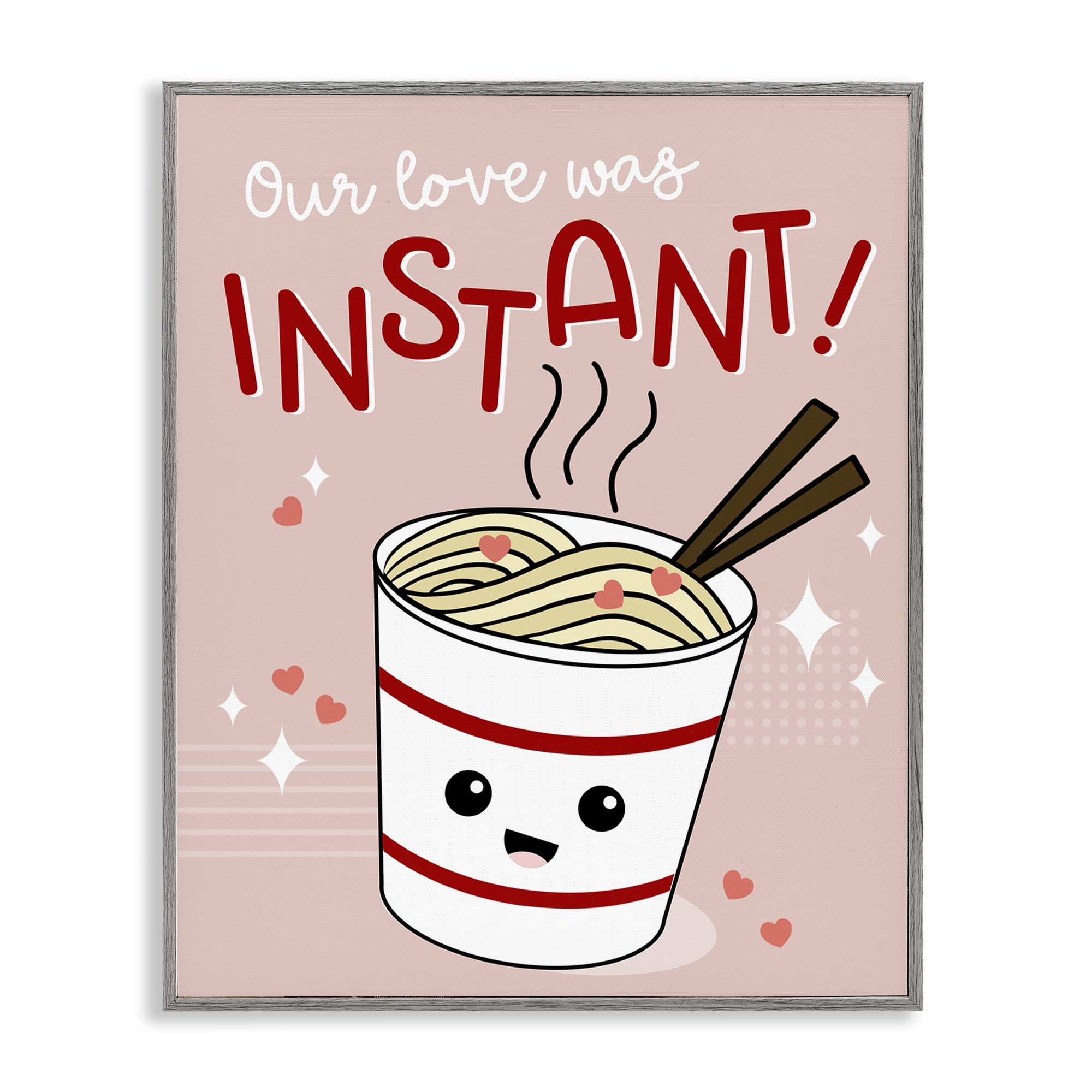 Stupell Industries Love Was Instant Noodles Food & Beverage Painting Gray Framed Art Print Wall Art, 24 x 30