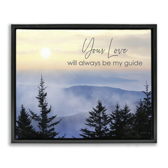 Stupell Industries Love Will Be My Guide Landscape Painting Black Floater Framed Art Print Wall Art, 21 x 17