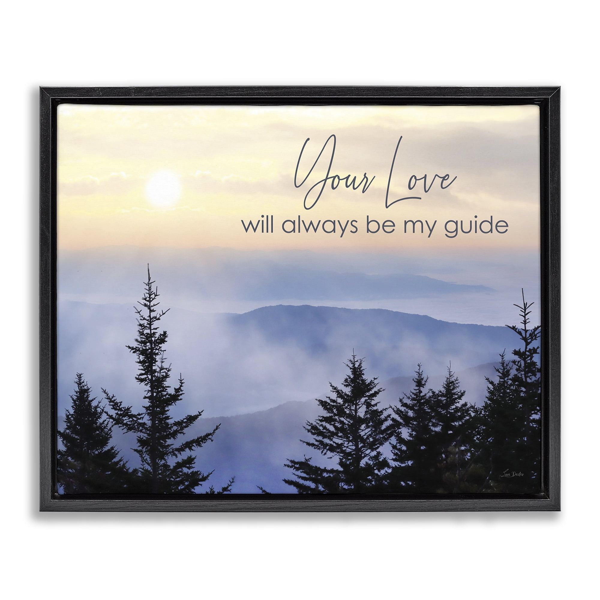 Stupell Industries Love Will Be My Guide Landscape Painting Black Floater Framed Art Print Wall Art, 31 x 25