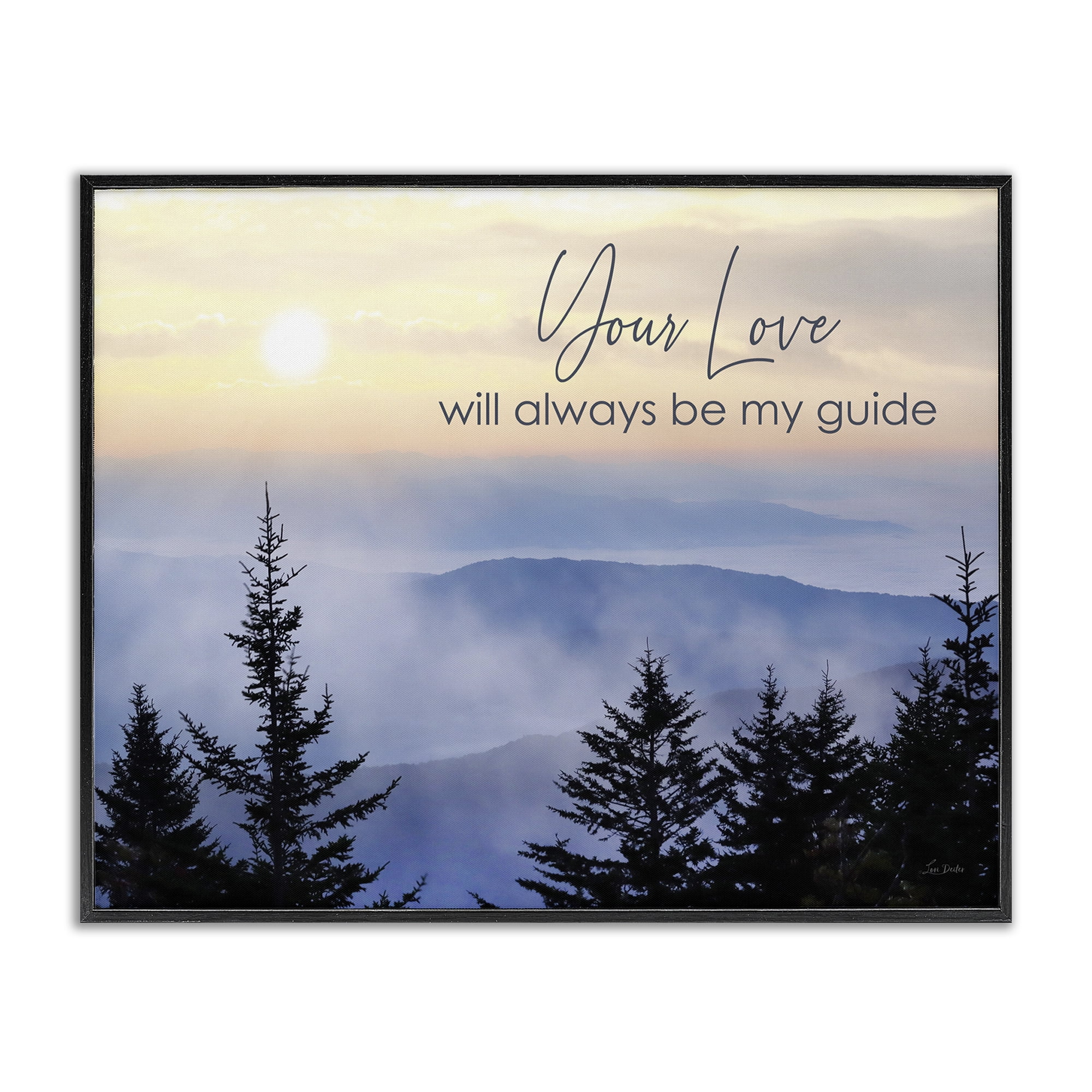 Stupell Industries Love Will Be My Guide Landscape Painting Black Framed Art Print Wall Art, 30 x 24