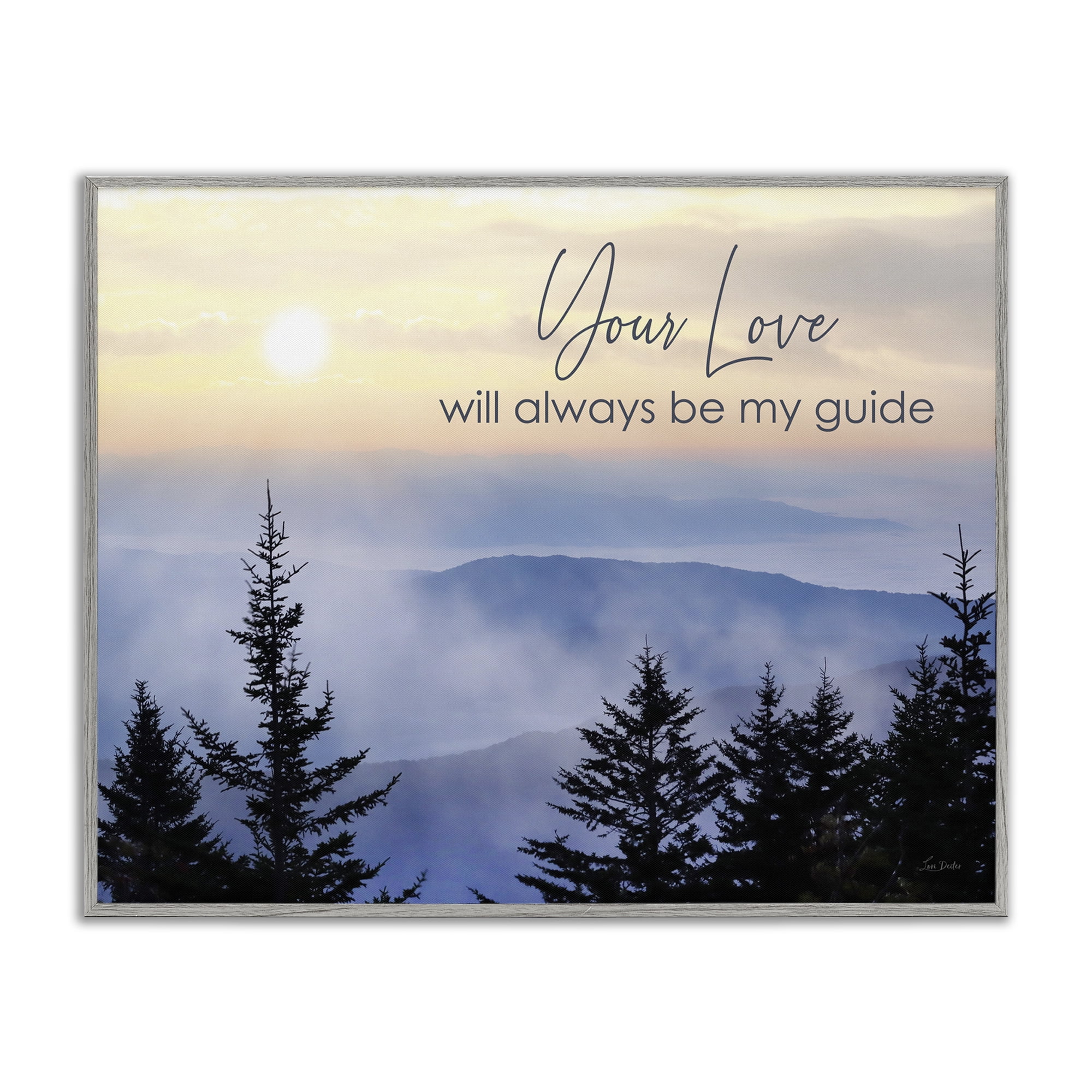 Stupell Industries Love Will Be My Guide Landscape Painting Gray Framed Art Print Wall Art, 30 x 24