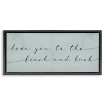 Stupell Industries Love You Beach & Back Typography Painting Black Floater Framed Canvas Art Print Wall Art, 25 x 11