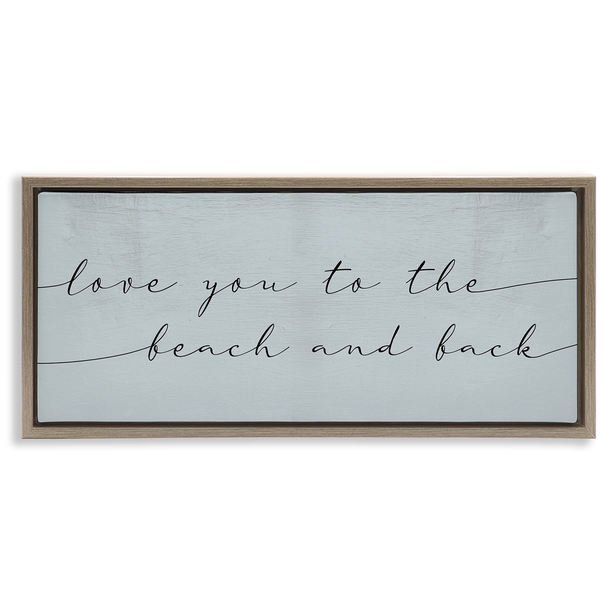 Stupell Industries Love You Beach & Back Typography Painting Brown Floater Framed Canvas Art Print Wall Art, 31 x 14