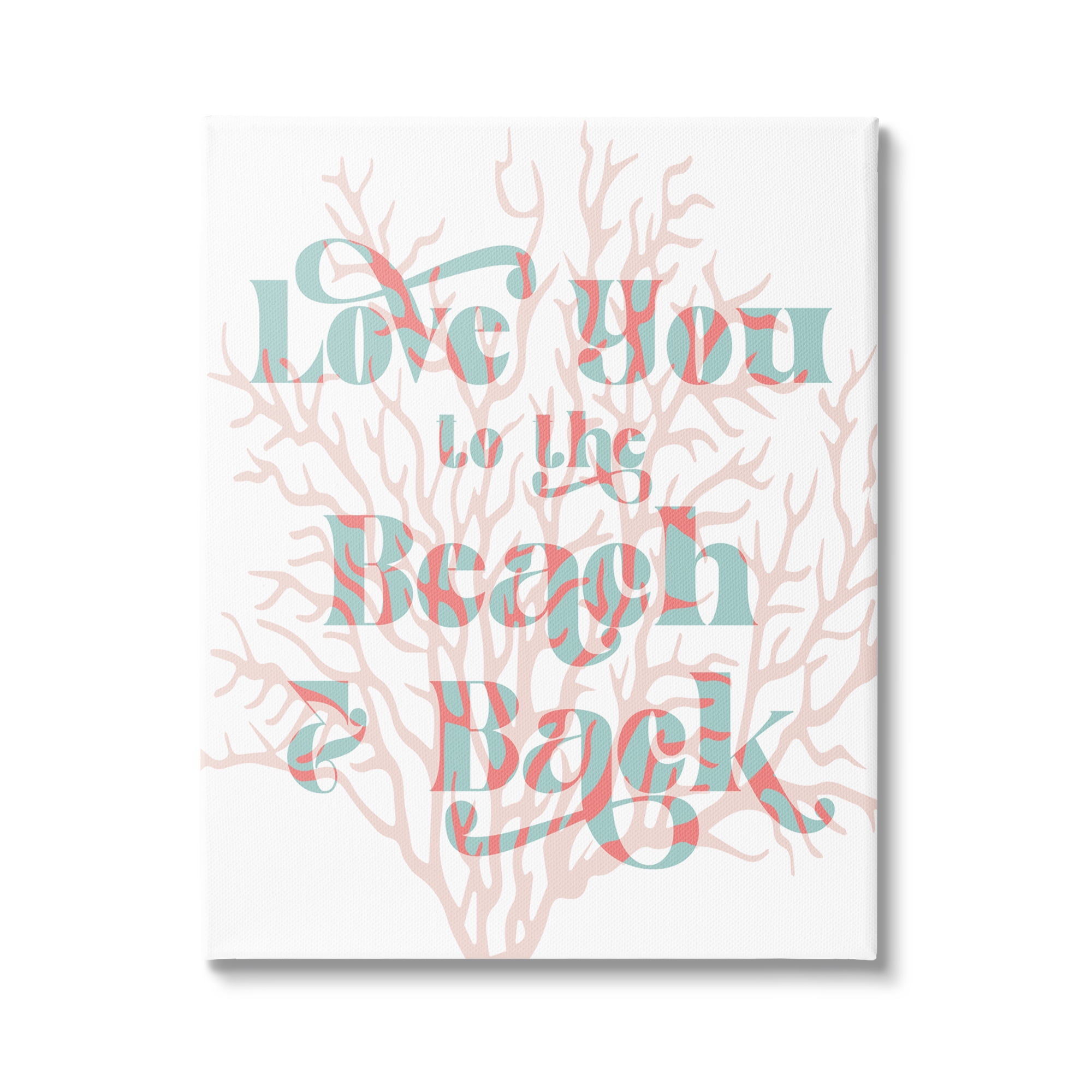 Stupell Industries Love You Beach Layered Coral Lettering Romance Graphic Art Gallery Wrapped Canvas Print Wall Art, Design by Daphne Polselli