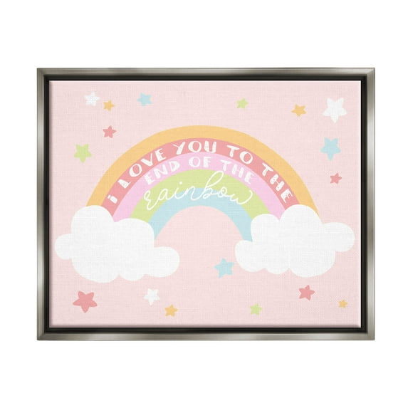Stupell Industries Love You End Of Rainbow Phrase Graphic Art Luster Gray Floating Framed Canvas Print Wall Art, Design by Lil' Rue