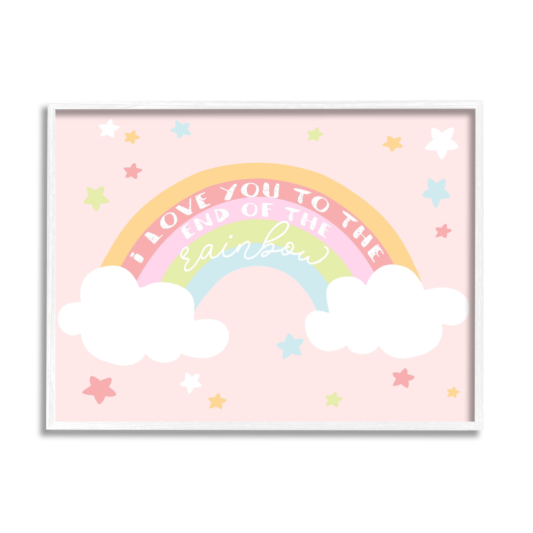 Stupell Industries Love You End Of Rainbow Phrase Graphic Art White Framed Art Print Wall Art, Design by Lil' Rue