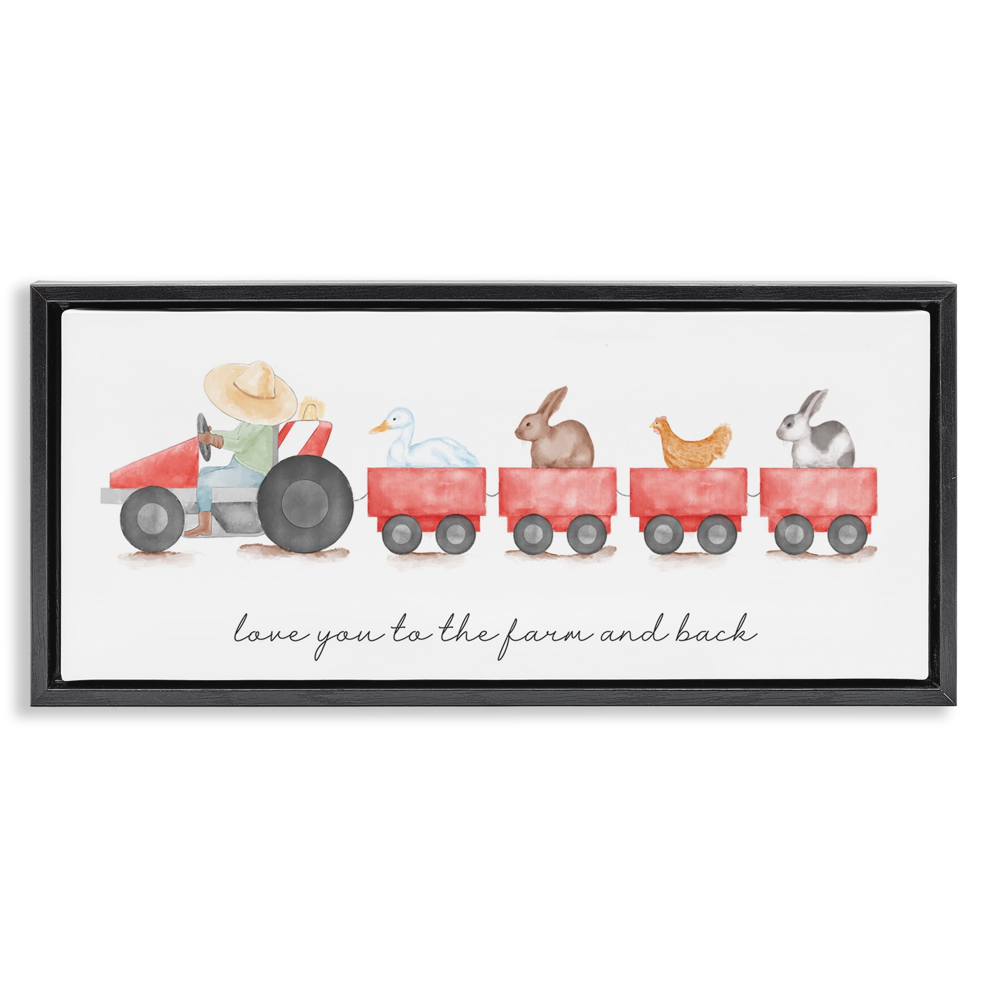 Stupell Industries Love You Farm & Back Animals & Insects Painting Black Floater Framed Art Print Wall Art, 25 x 11