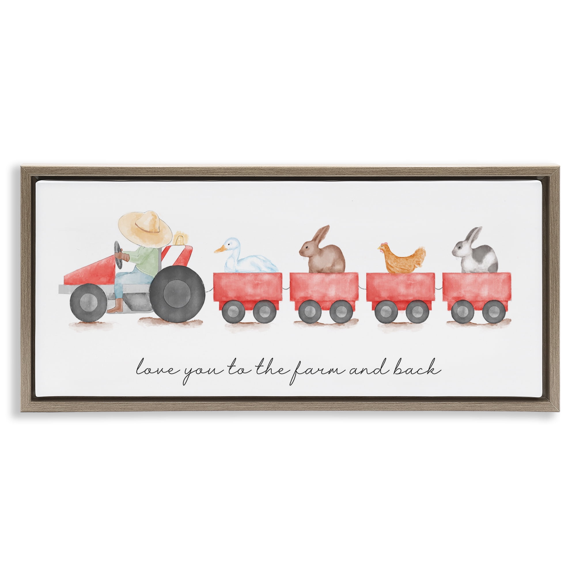 Stupell Industries Love You Farm & Back Animals & Insects Painting Brown Floater Framed Art Print Wall Art, 31 x 14