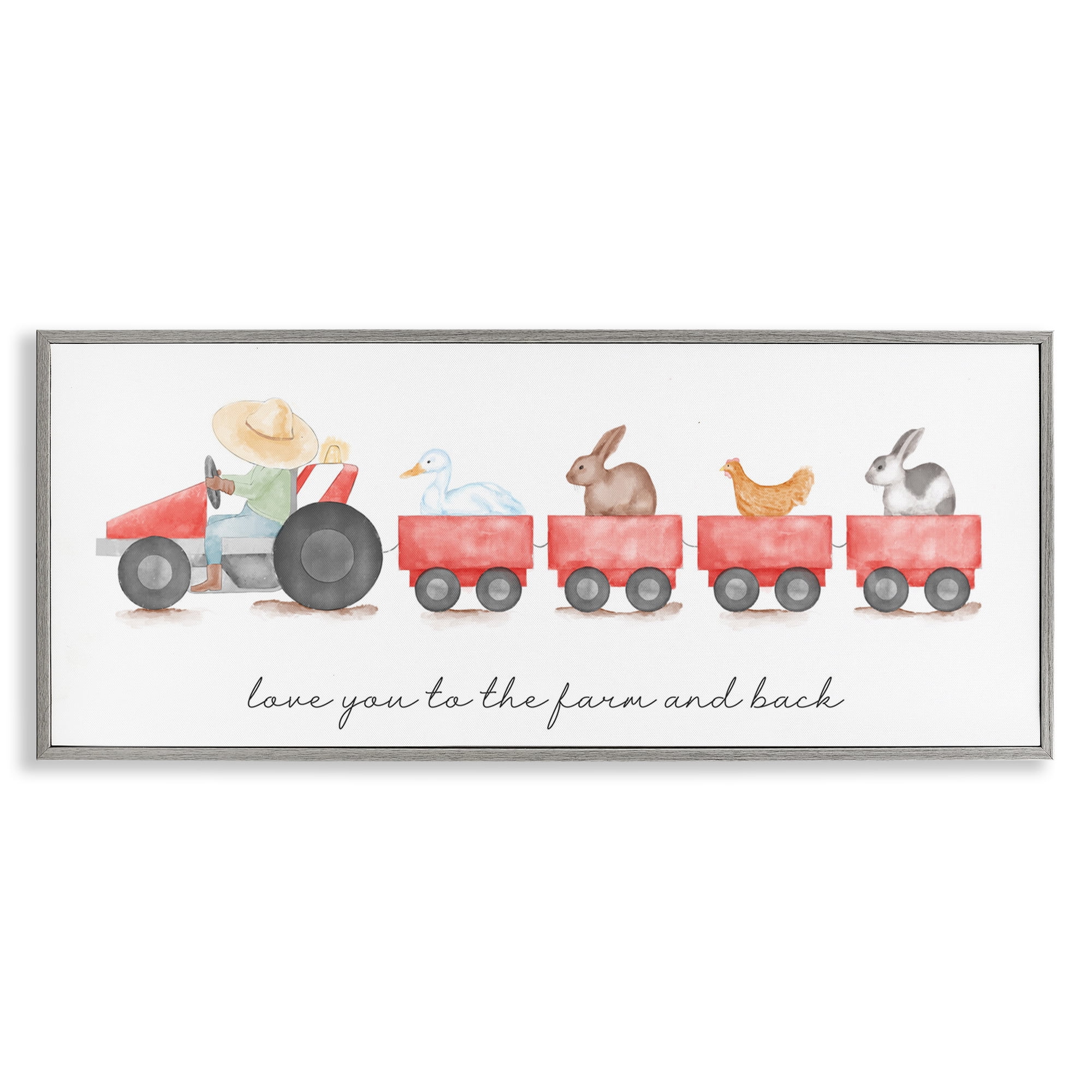 Stupell Industries Love You Farm & Back Animals & Insects Painting Gray Framed Art Print Wall Art, 24 x 10
