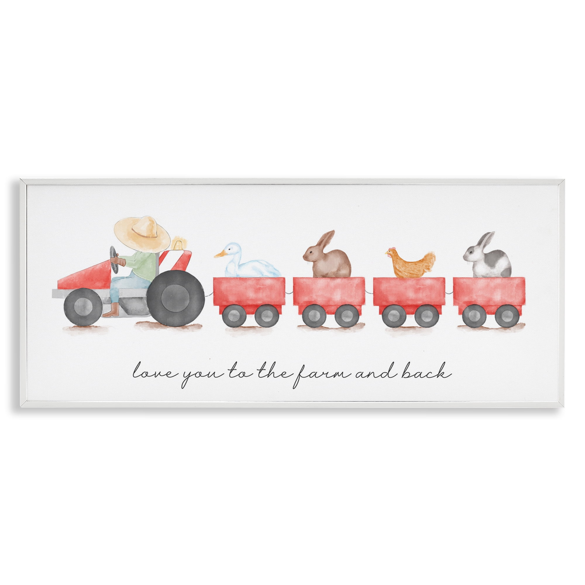Stupell Industries Love You Farm & Back Animals & Insects Painting White Framed Art Print Wall Art, 24 x 10