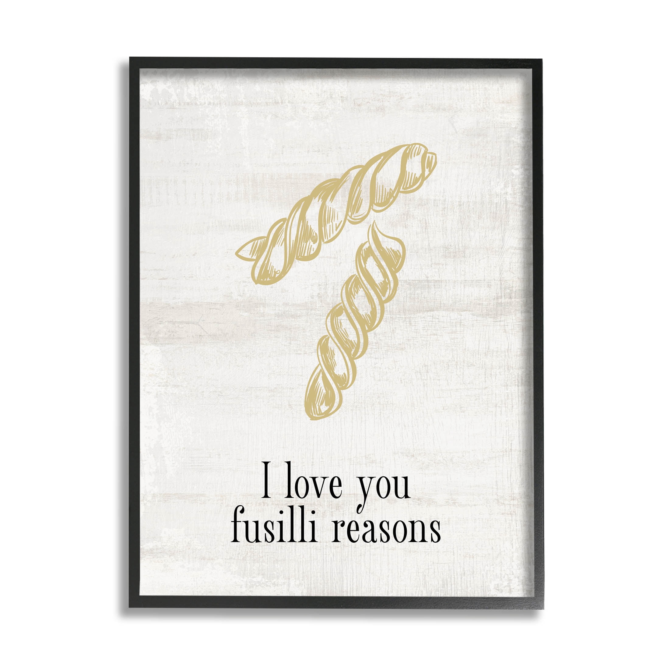 Stupell Industries Love You Fusilli Reasons Phrase Graphic Art Black Framed Art Print Wall Art, Design by Lil' Rue