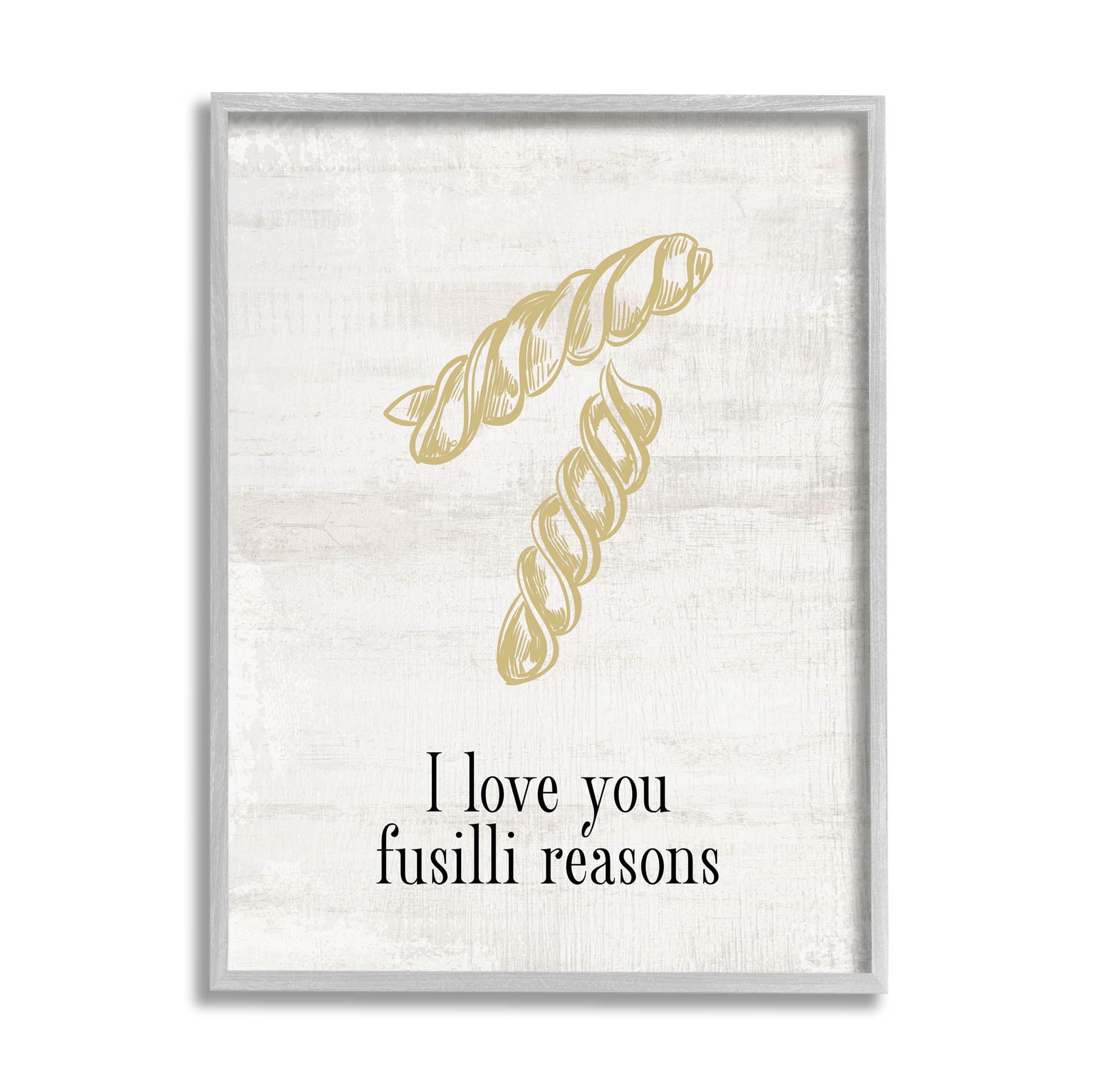 Stupell Industries Love You Fusilli Reasons Phrase Graphic Art Gray Framed Art Print Wall Art, Design by Lil' Rue