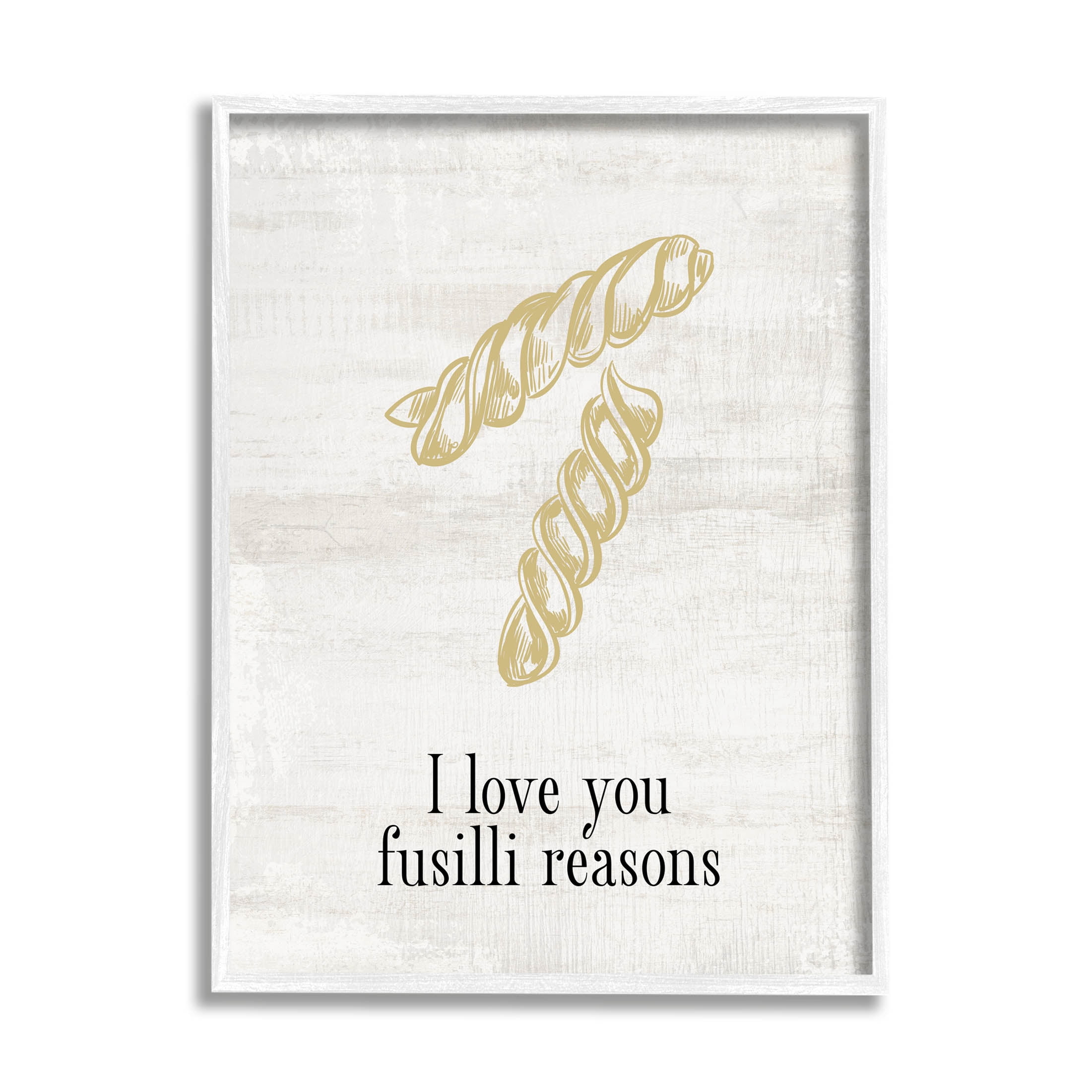 Stupell Industries Love You Fusilli Reasons Phrase Graphic Art White Framed Art Print Wall Art, Design by Lil' Rue