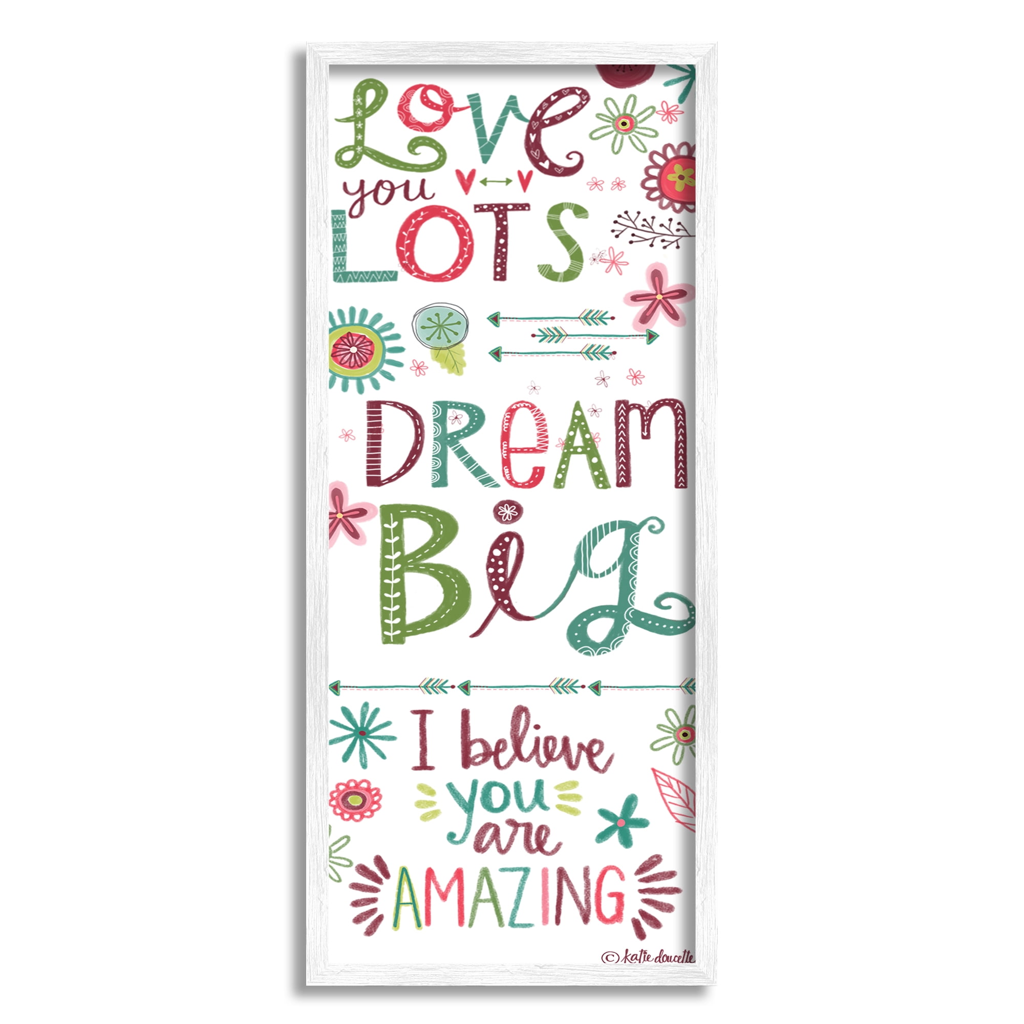 Stupell Industries Love You Lots Inspirational Phrases Playful Patterned Typography, 10 x 24, Designed by Katie Doucette