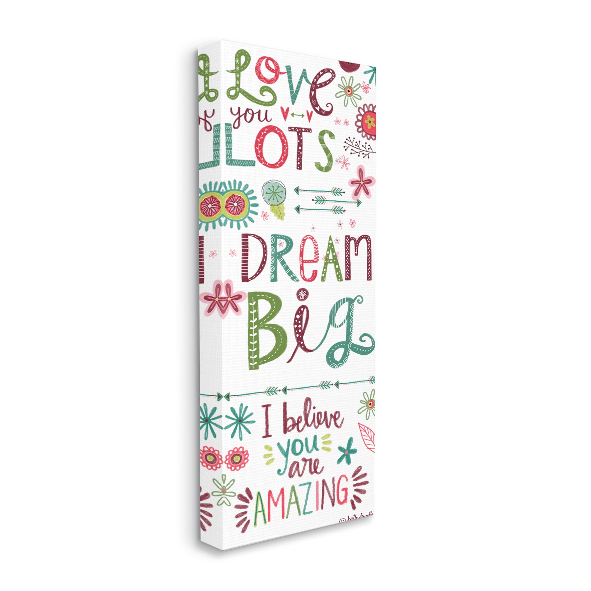 Stupell Industries Love You Lots Inspirational Phrases Playful Patterned Typography, 13 x 30, Designed by Katie Doucette