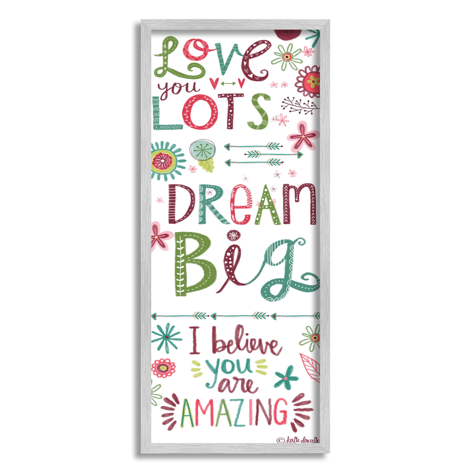 Stupell Industries Love You Lots Inspirational Phrases Playful Patterned Typography, 13 x 30, Designed by Katie Doucette
