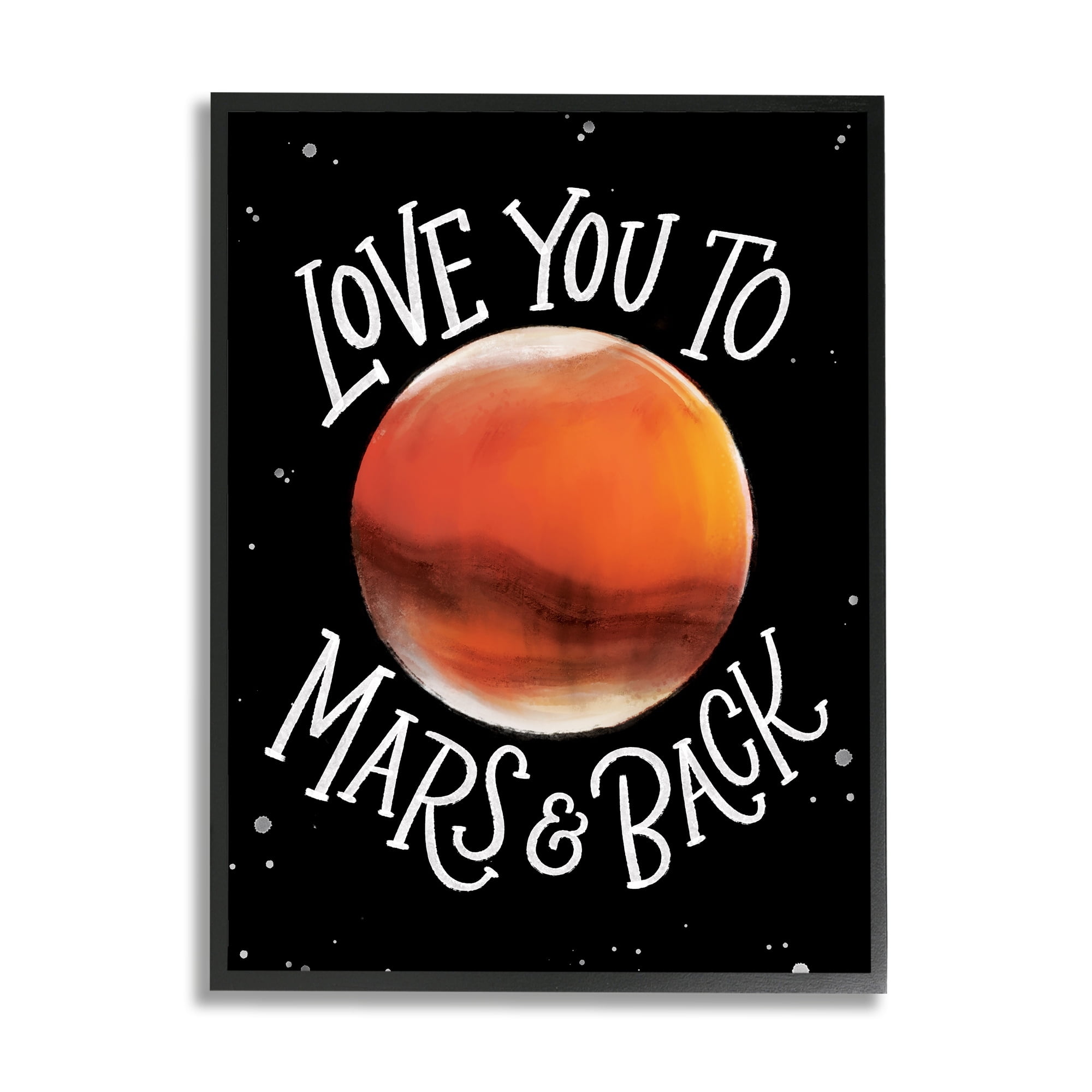 Stupell Industries Love You Mars & Back Motivational Space Phrase Graphic Art Black Framed Art Print Wall Art, 11x14, by Regina Schachter