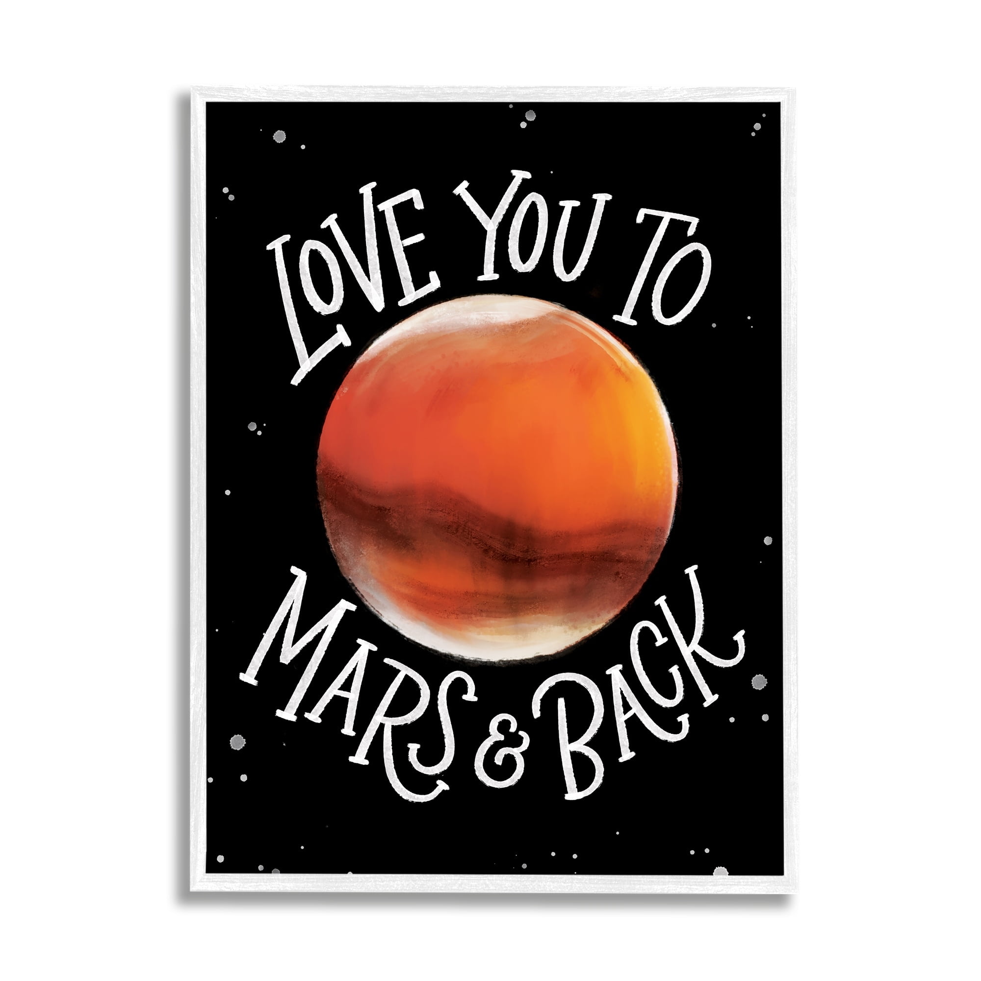 Stupell Industries Love You Mars & Back Motivational Space Phrase Graphic Art White Framed Art Print Wall Art, 11x14, by Regina Schachter