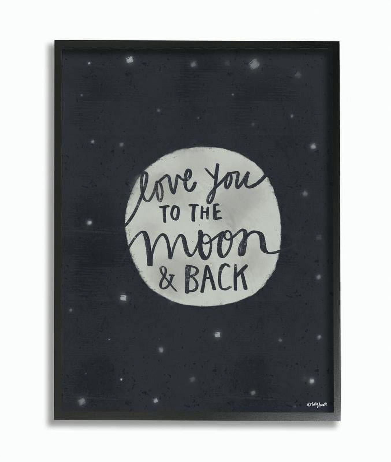 Stupell Industries Love You Moon Typography Graphic Art Black Framed Art Print Wall Art, 24x30, by Katie Doucette