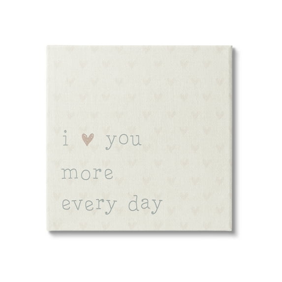 Stupell Industries Love You More Casual Heart Print Pattern Graphic Art Gallery Wrapped Canvas Print Wall Art, Design by CAD Designs