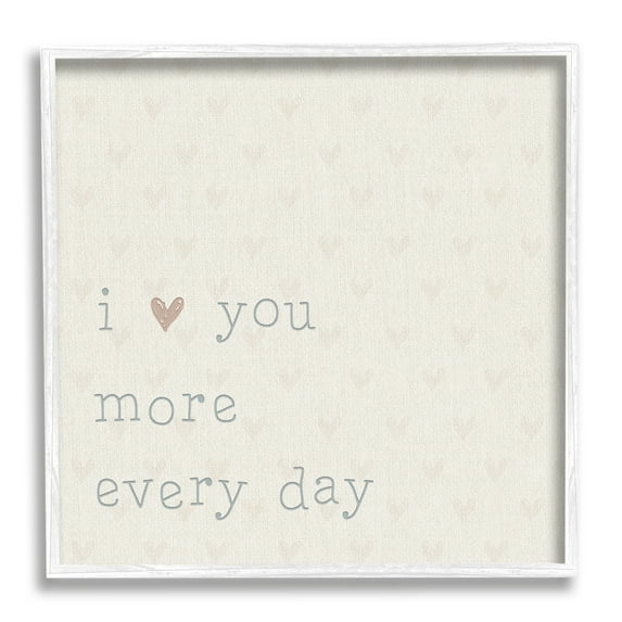 Stupell Industries Love You More Casual Heart Print Pattern Graphic Art White Framed Art Print Wall Art, Design by CAD Designs