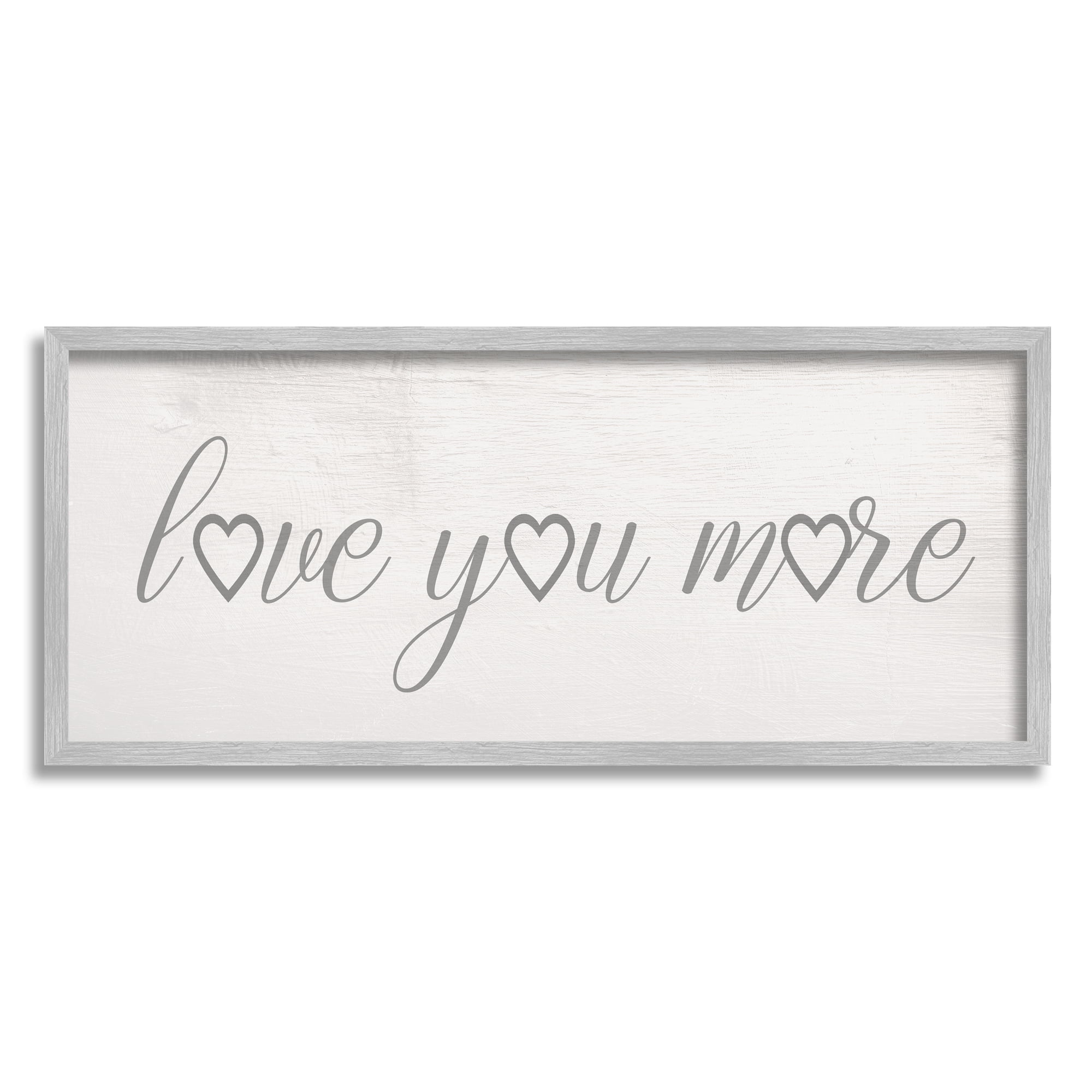 Stupell Industries Love You More Heart Icon Soft Beloved Phrase, 10 x 24, Designed by Daphne Polselli