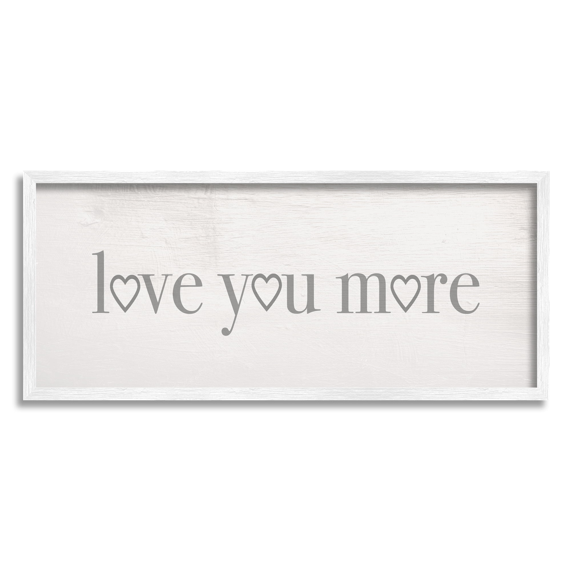 Stupell Industries Love You More Romantic Phrase Heart Typography, 10 x 24, Designed by Daphne Polselli